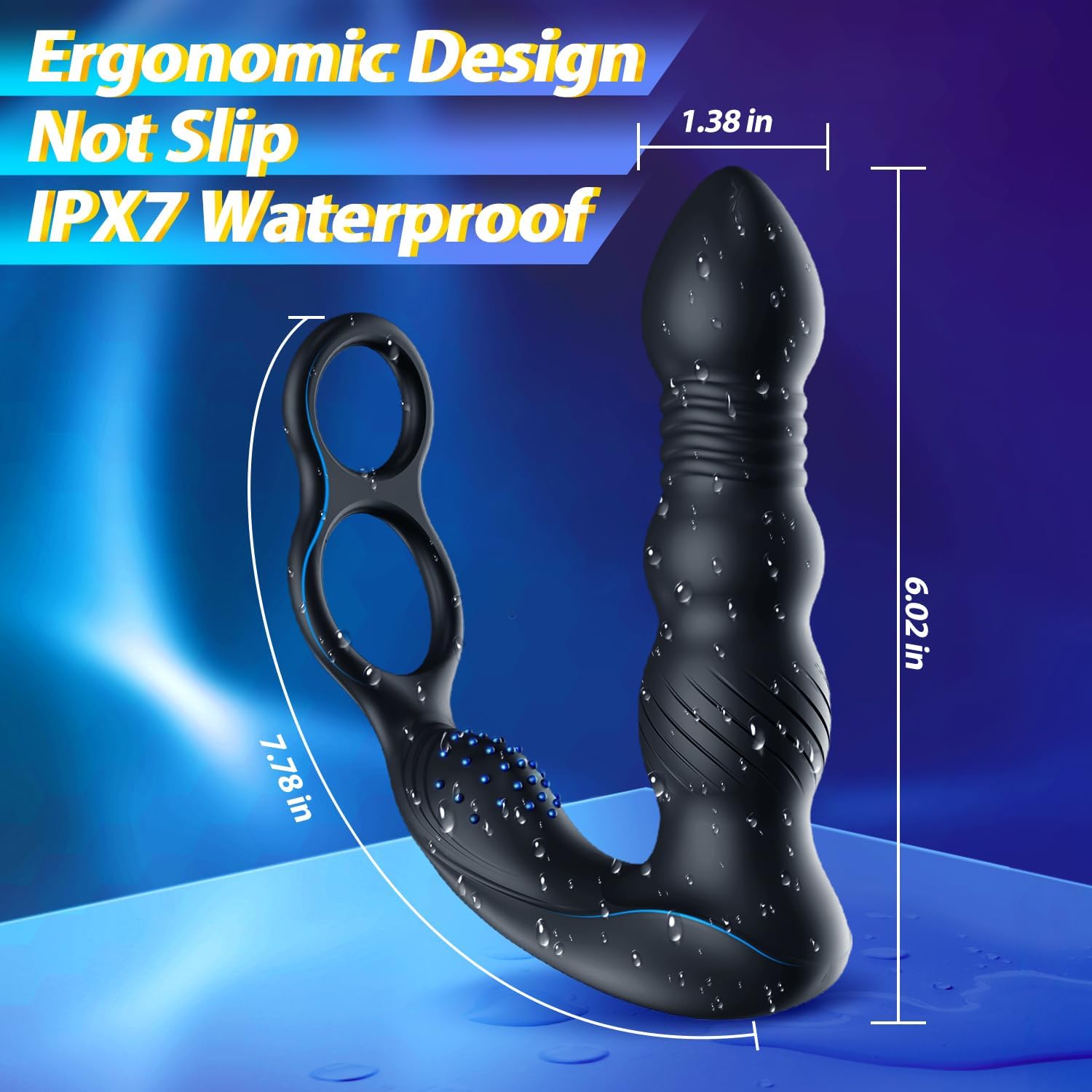 PrimeSurge 3-in-1 App-Controlled Anal Vibrator with Double Cock Rings