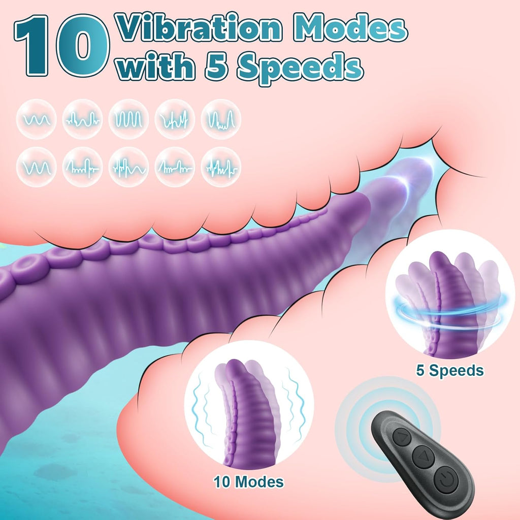 EuphorWave Fantasy Monster Tentacle Dildo | Vibrating, Waterproof, Powerful Suction Cup