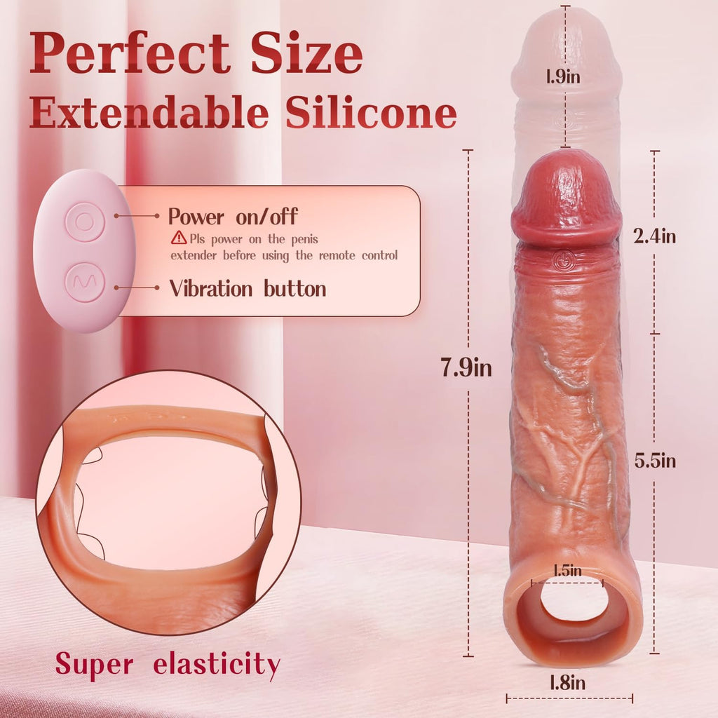 VibratingEuphoria Penis Sleeve Extender with Vibration, App Control & Ball Stretcher