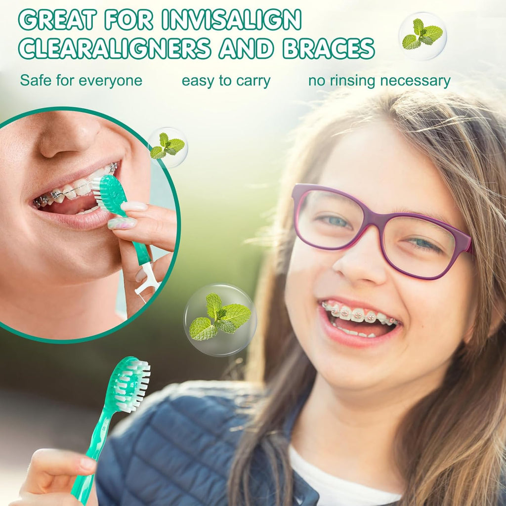 Morning After 5-in-1 Disposable Travel Toothbrush with Toothpaste, Floss & Tongue Scraper