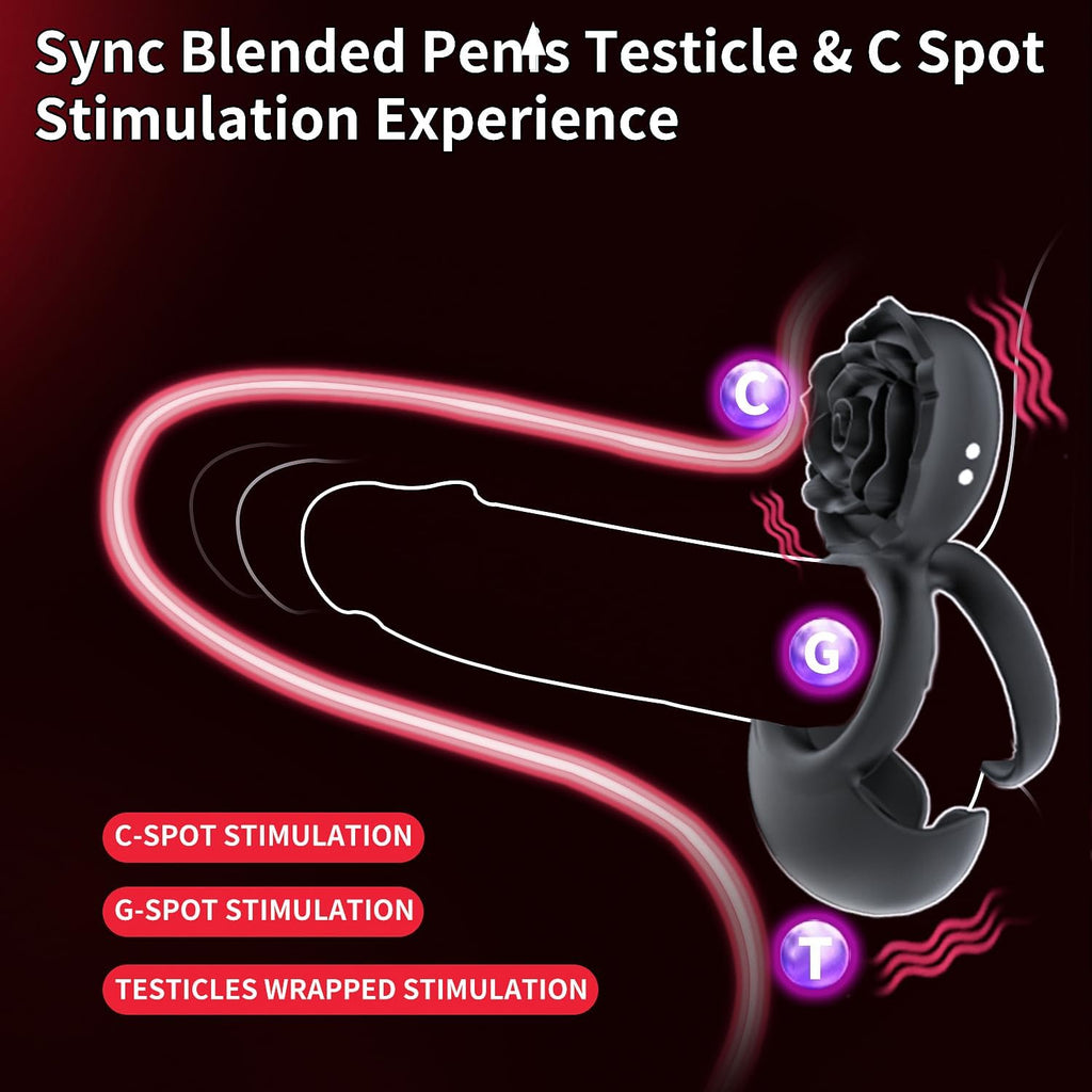 PleasureNova Rose Clitoral Penis Ring Stimulator