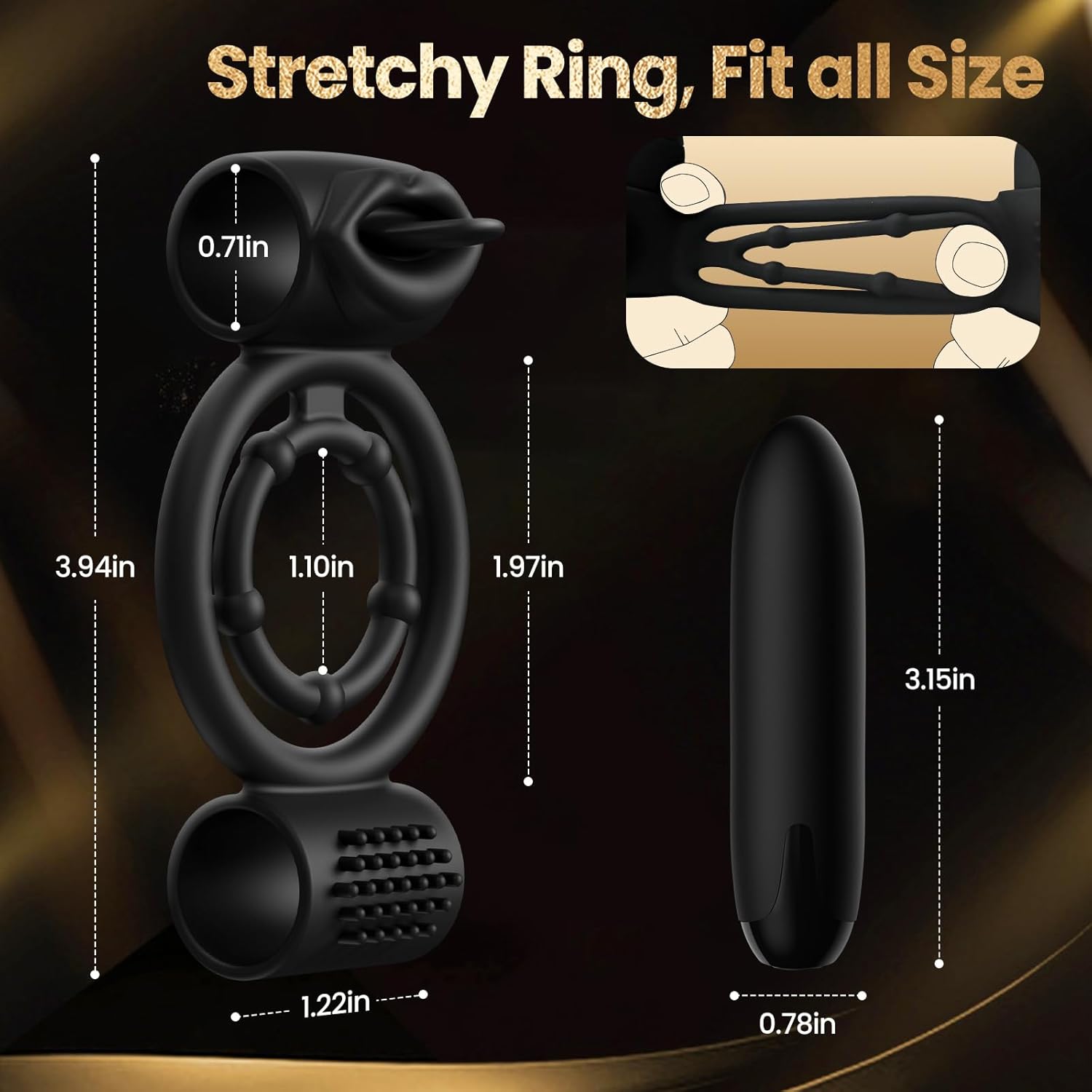 ApexBullet Dual Bullet Vibrator Penis Ring
