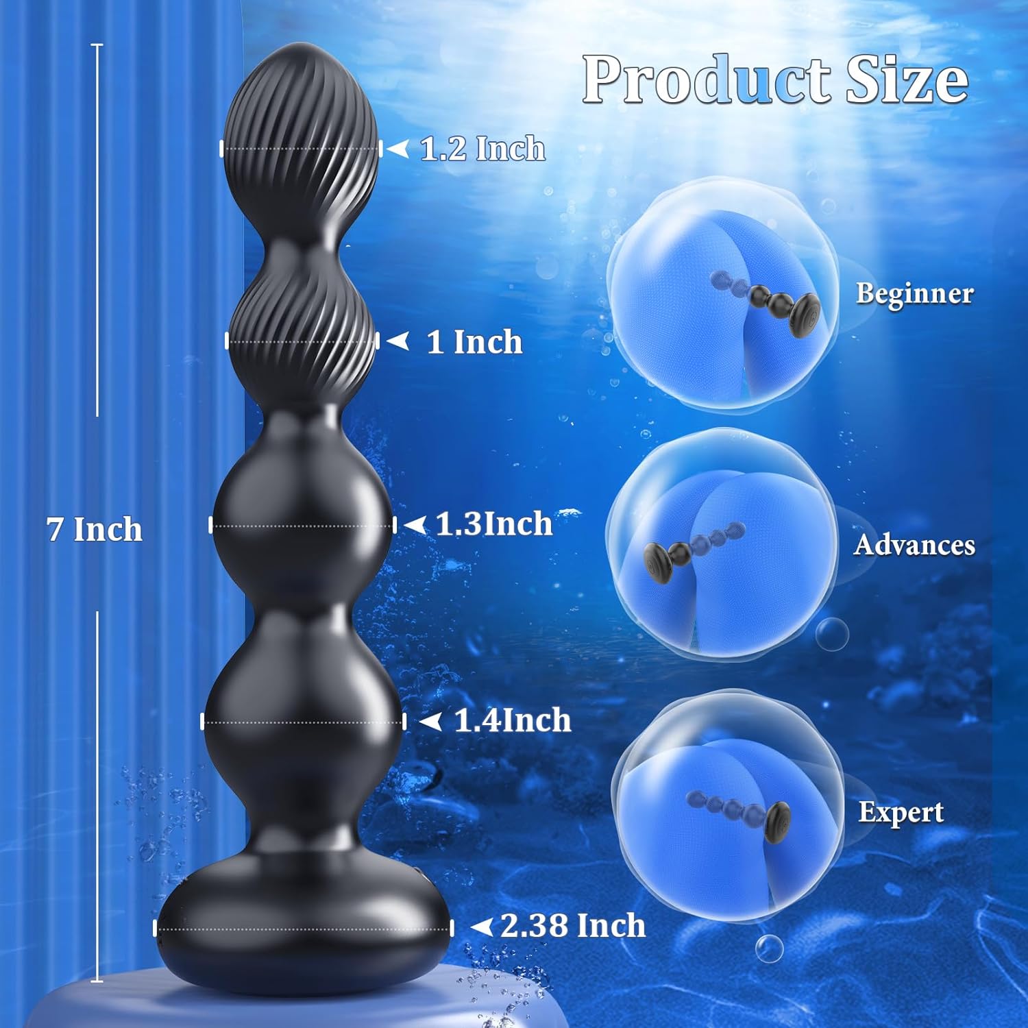 LumeWhisper Rotating Vibrating Anal Beads Wand