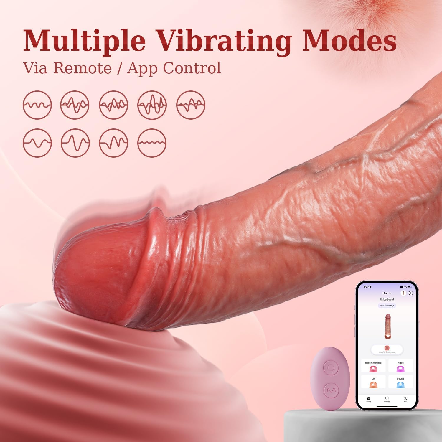 VibratingEuphoria Penis Sleeve Extender with Vibration, App Control & Ball Stretcher