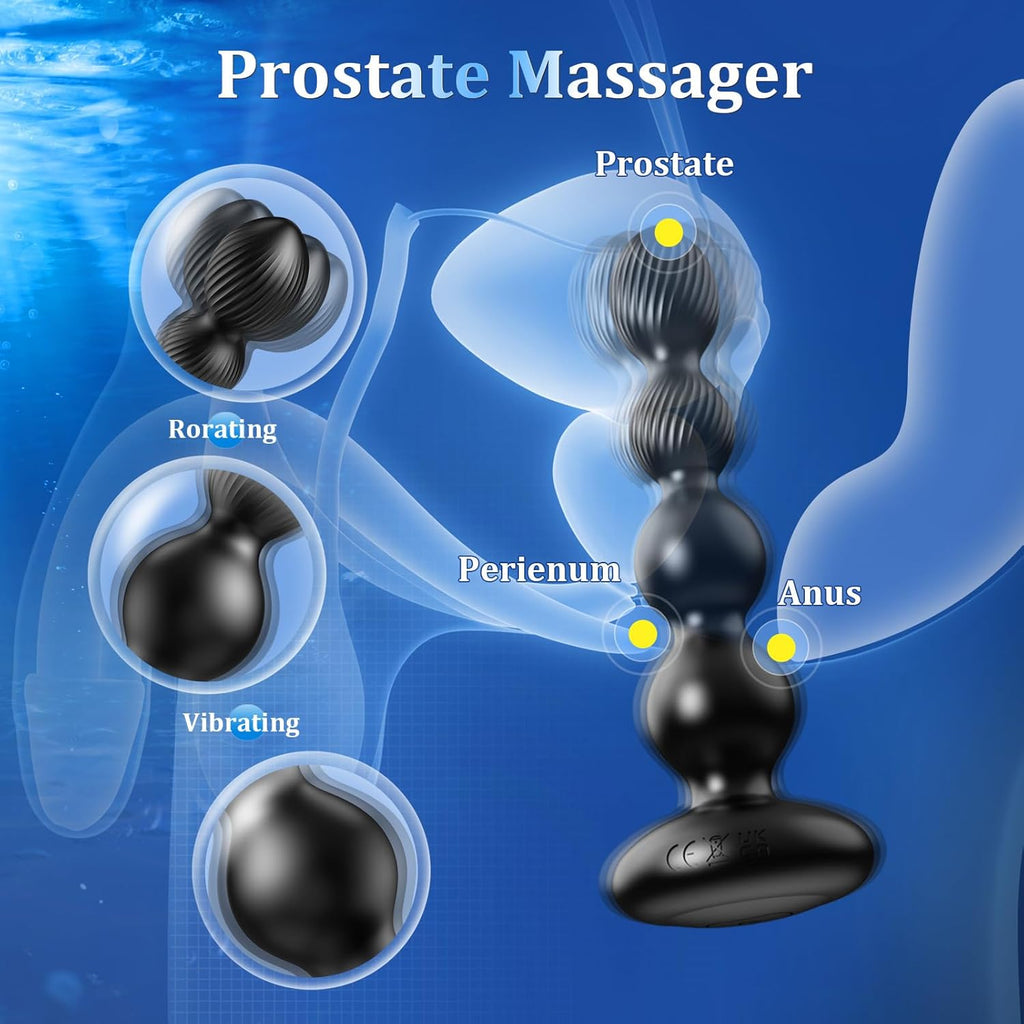 LumeWhisper Rotating Vibrating Anal Beads Wand