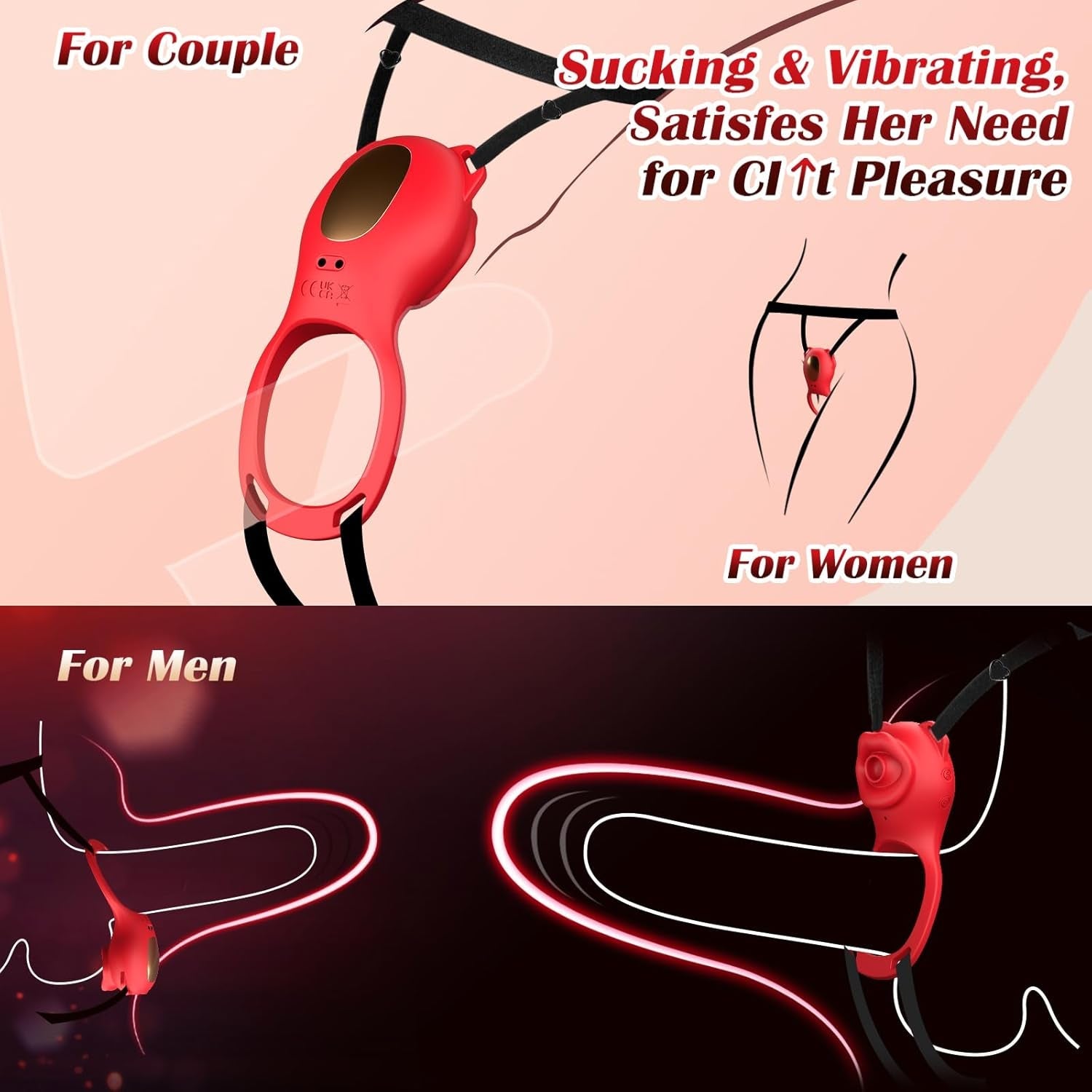 AeroPetal Clit Sucker Cock Ring App Remote 7 Modes Waterproof