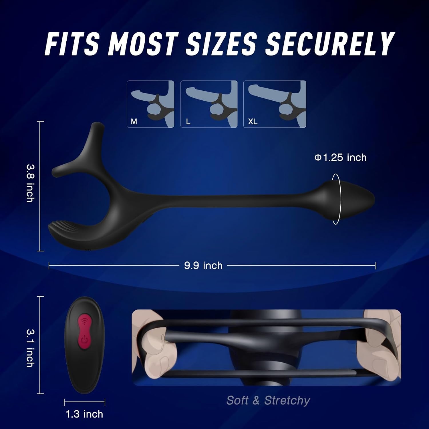SilentPulse Prostate Massager Cock Ring 9 Modes Remote Quiet