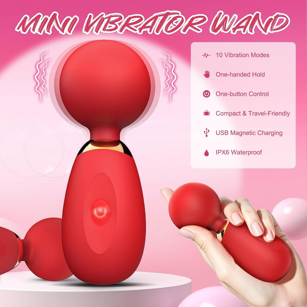 PetalPulse Mini Wand Vibrator 10 Modes Waterproof Clitoral