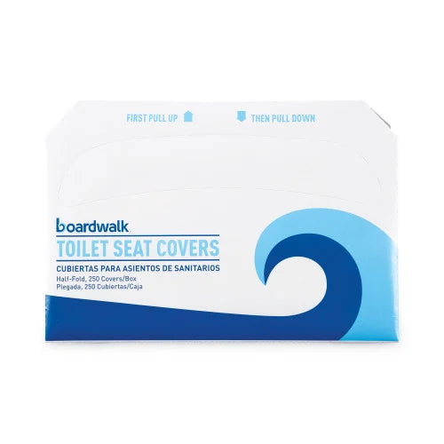 Boardwalk® Toilet Seat Covers, White, Half-Fold, 5000 Covers (BWKK5000B)