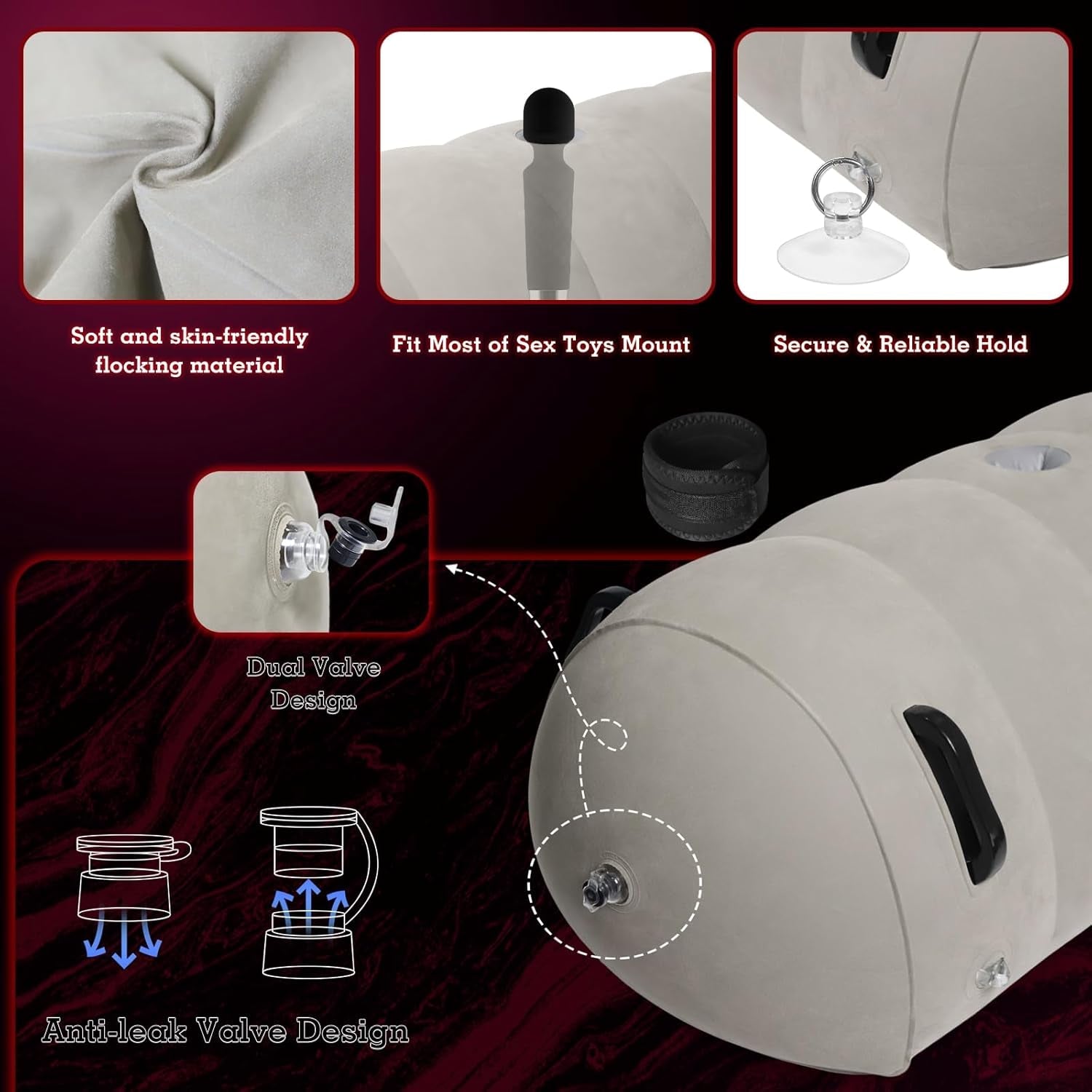 AirBond Inflatable BDSM Pillow with Restraints & Toy Mount