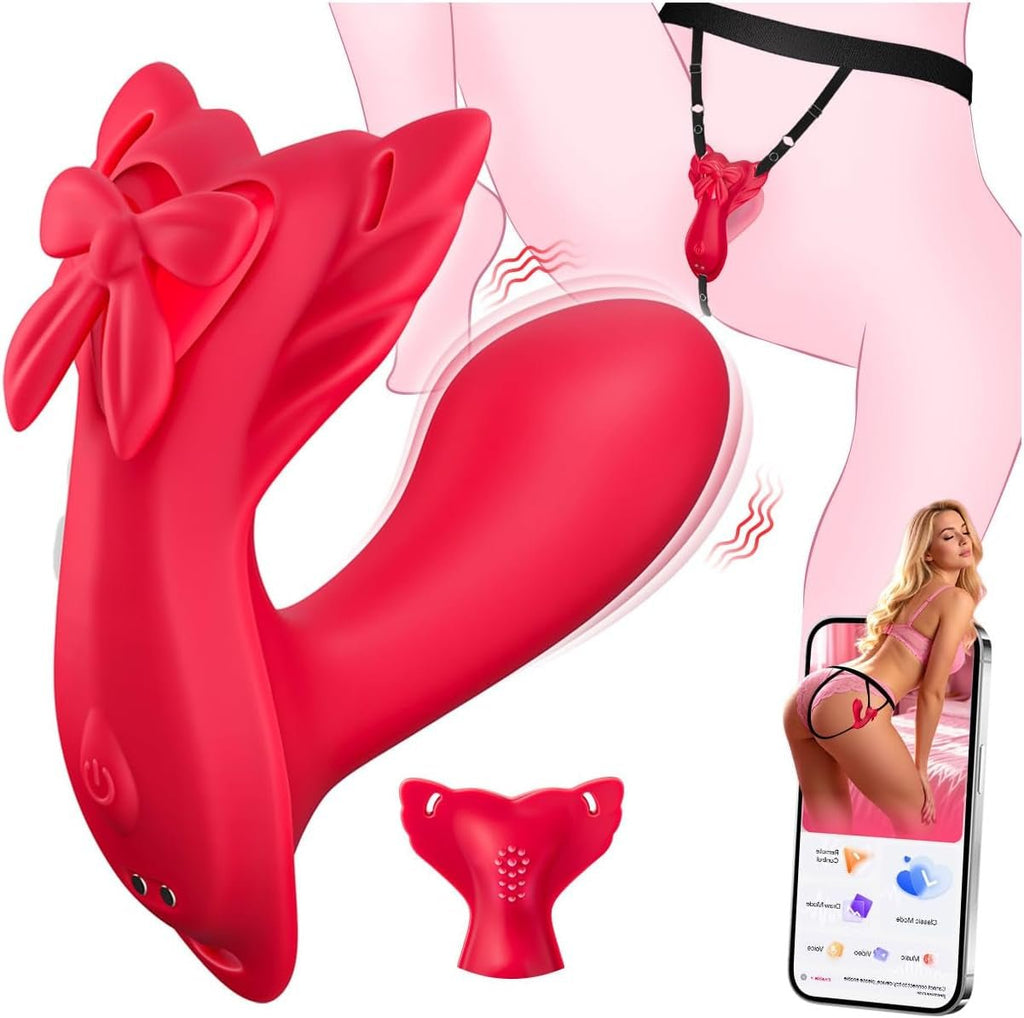 ShadowSync APP Remote Wearable Panty Vibrator with G-Spot Dildo