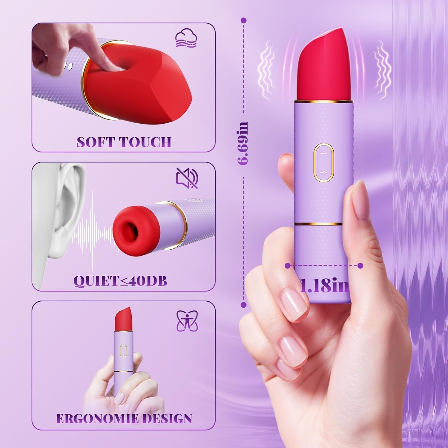LuxeLip Lipstick Clit Sucker Bullet Vibrator 2-in-1