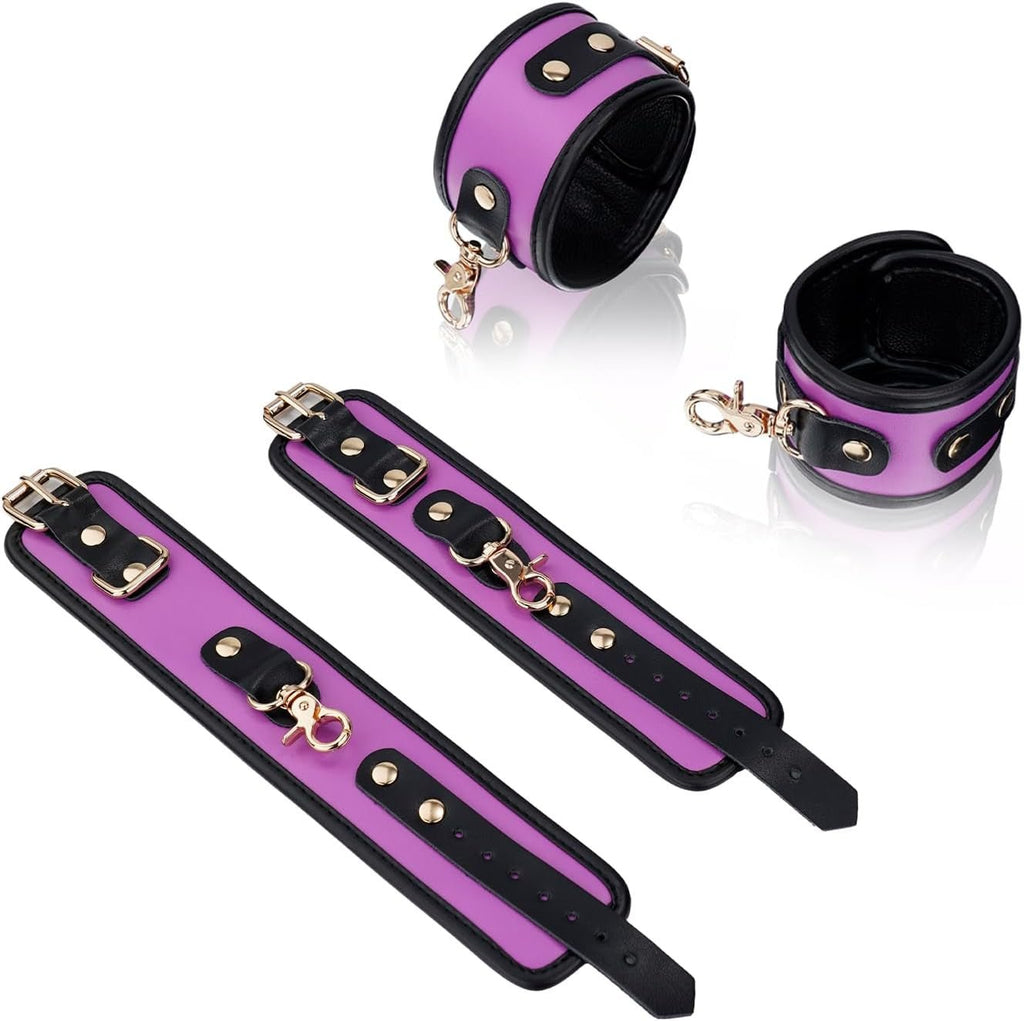 VelvetGrip Purple Adjustable Spreader Bar with Furry Straps