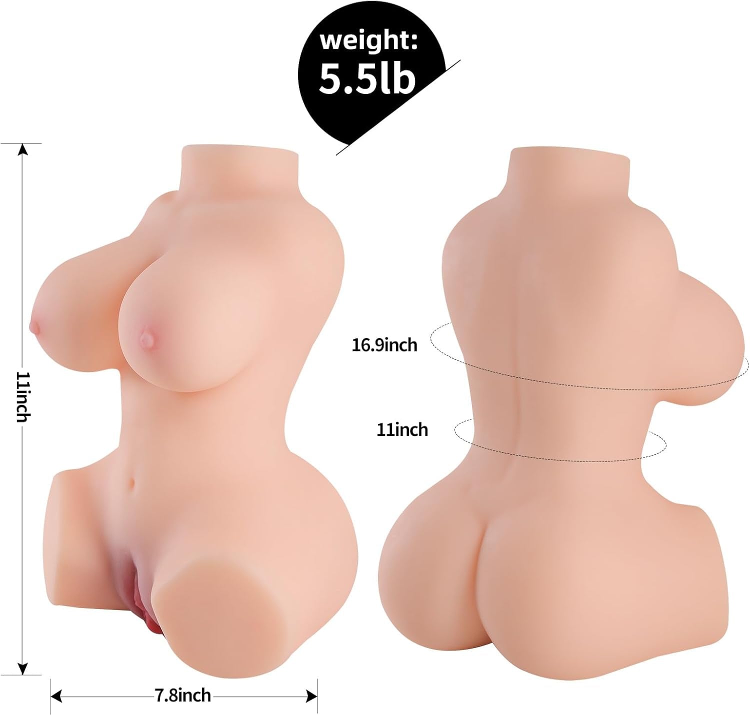 PocketFlex 3-in-1 Mini Torso Sex Doll 5.5LB Dual Channel
