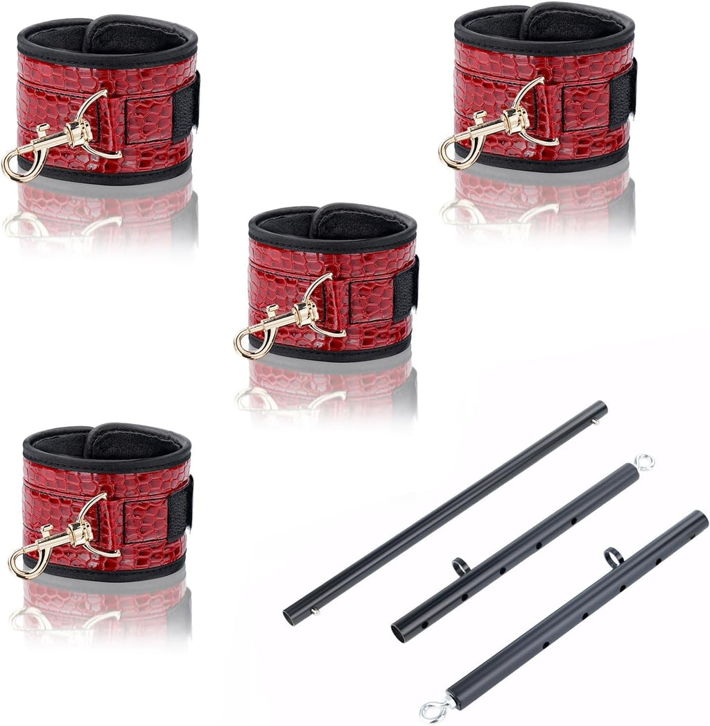 CrimsonCroc Red Crocodile Spreader Bar with Cuffs