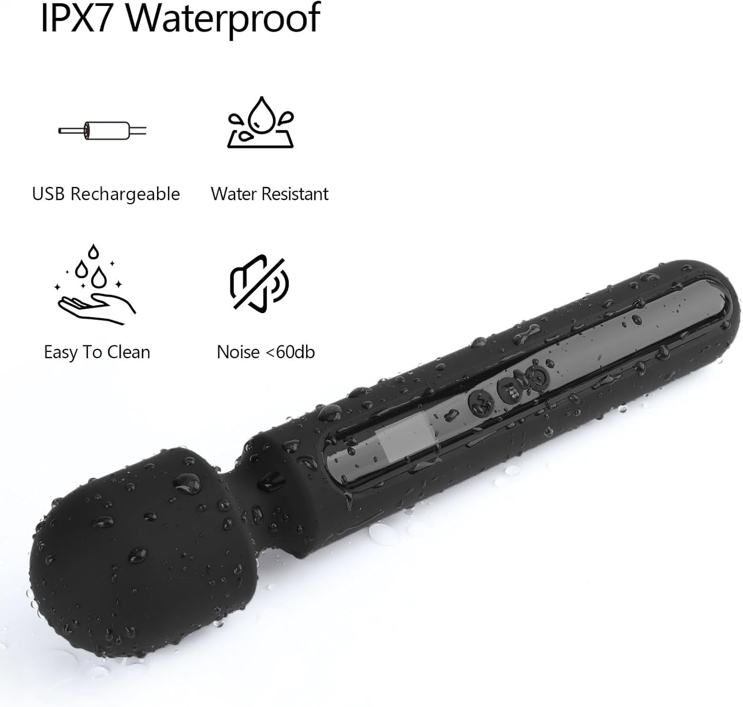 MidnightCommand 12" Wand Vibrator LCD Display 10 Patterns Waterproof