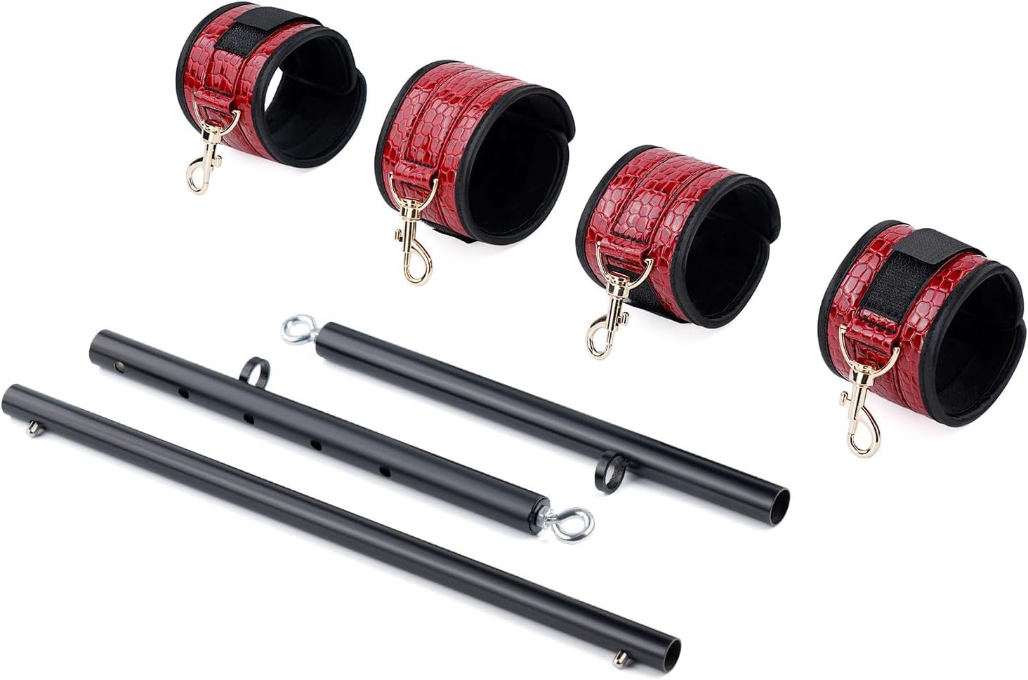 CrimsonCroc Red Crocodile Spreader Bar with Cuffs