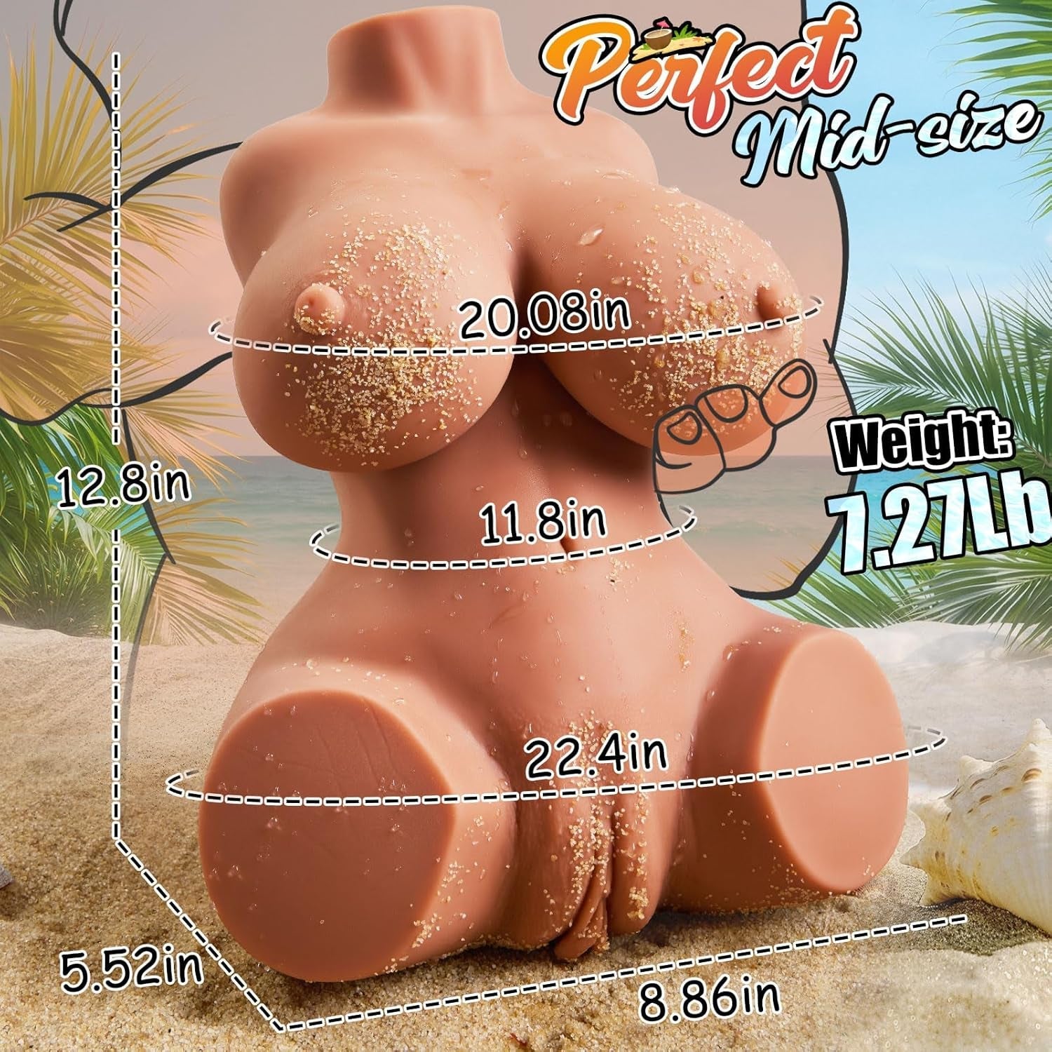 BronzeMuse Brown Sex Doll Torso Dual Channel 7.2LB