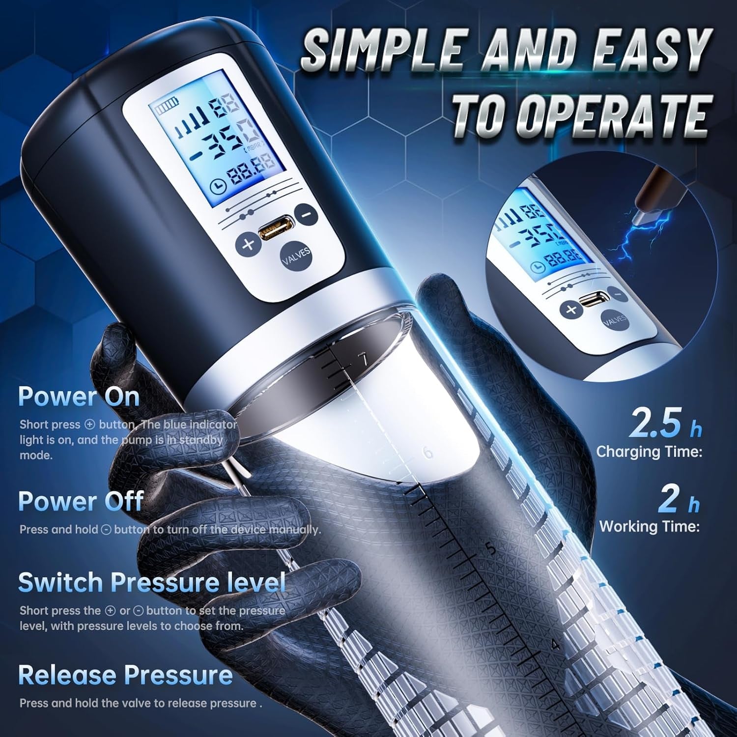 EnduroVac Electric Penis Pump with LED & Rings