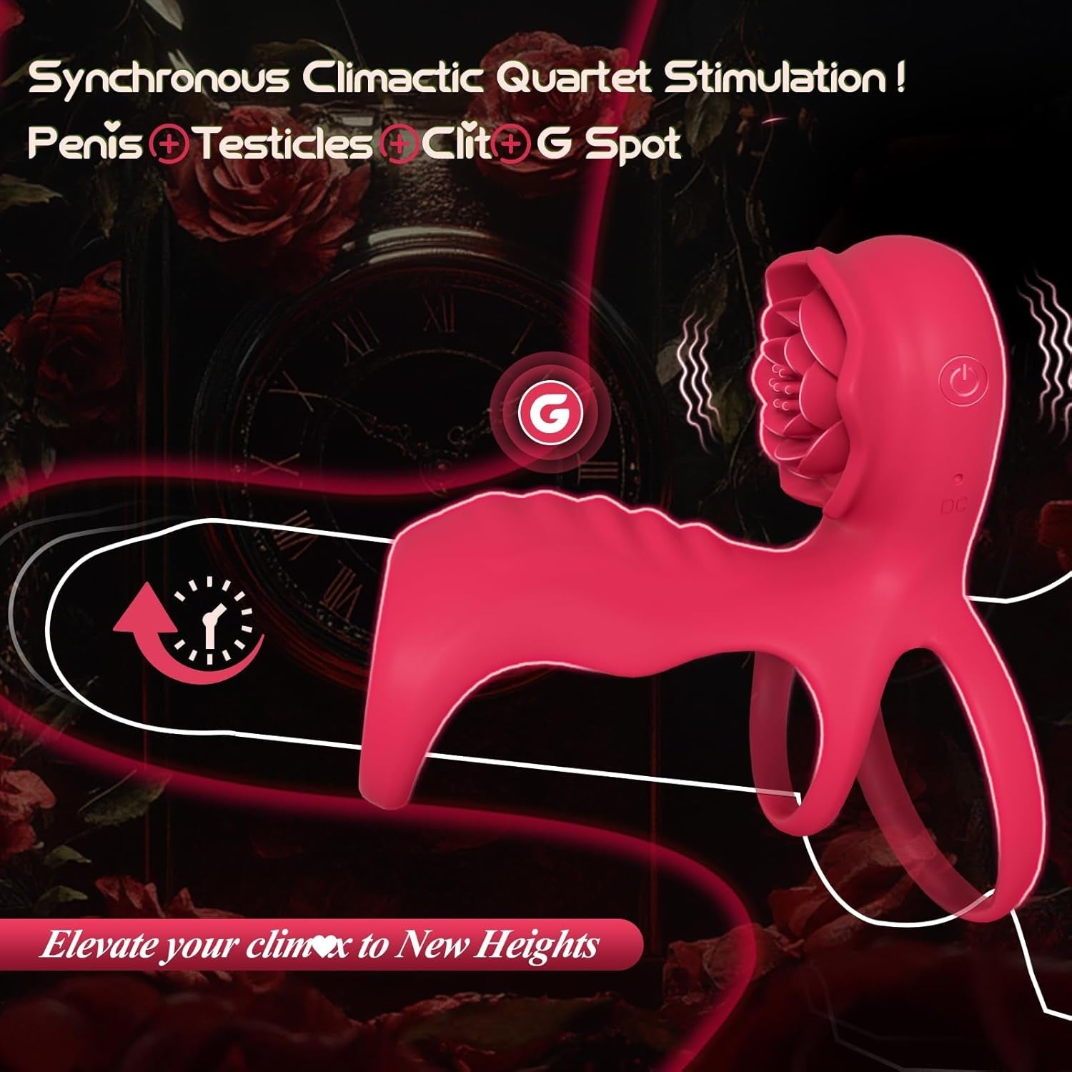 TriLock Cock Ring Extender Clit G-Spot Vibrator 9 Modes