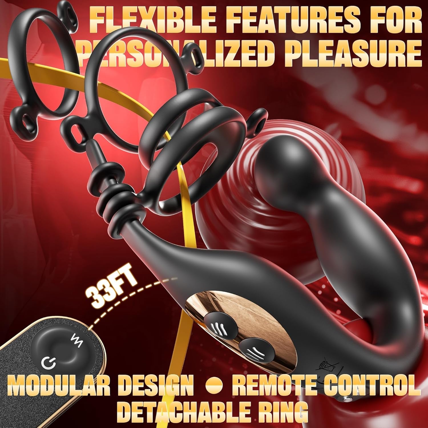 FlexDominus Prostate Massager Cock Ring 9+9 Modes Remote