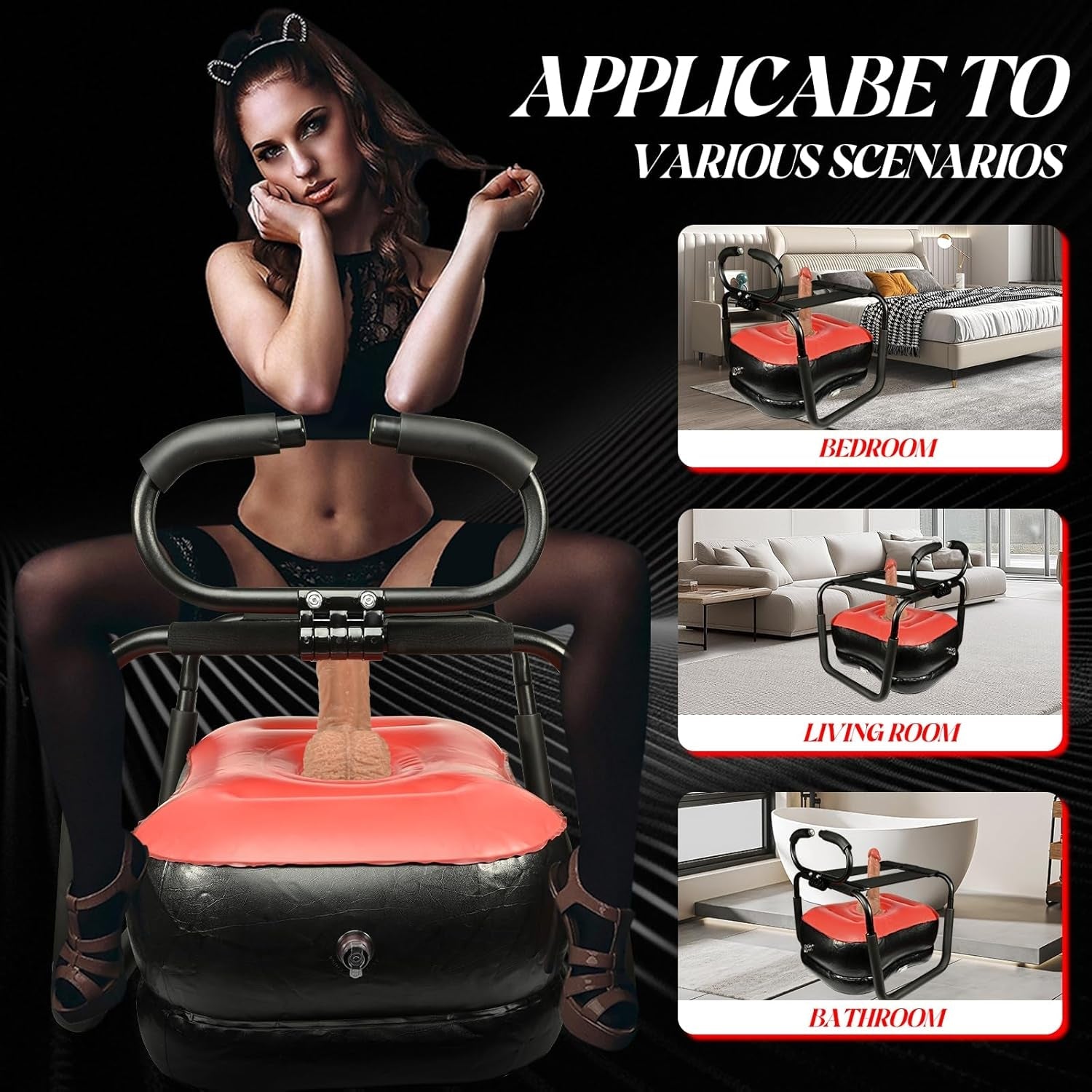 SteelBounce Adjustable Sex Chair with Handrail