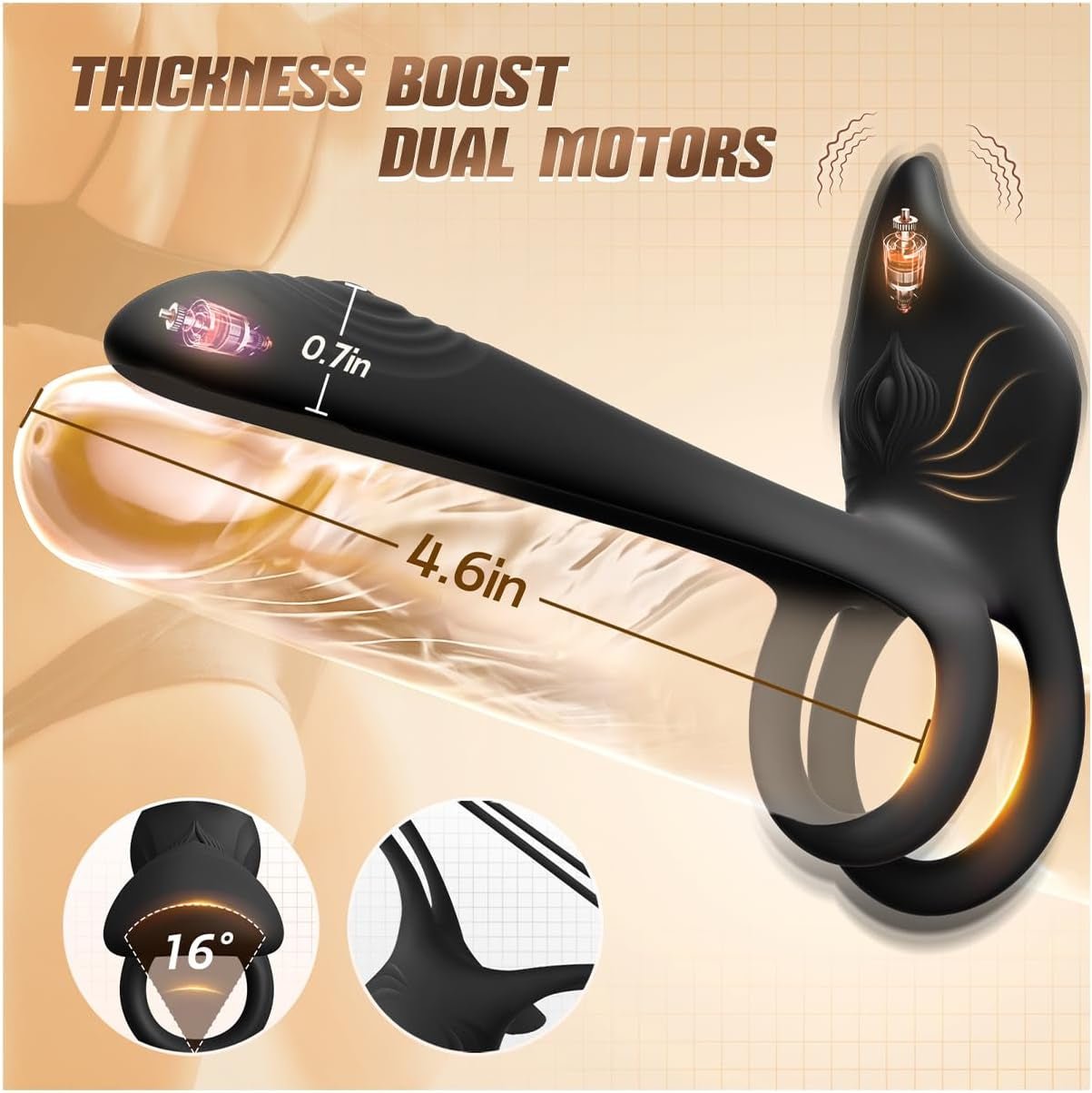 NoirPetal Cock Ring Rose Clit Stimulator G-Spot Sleeve