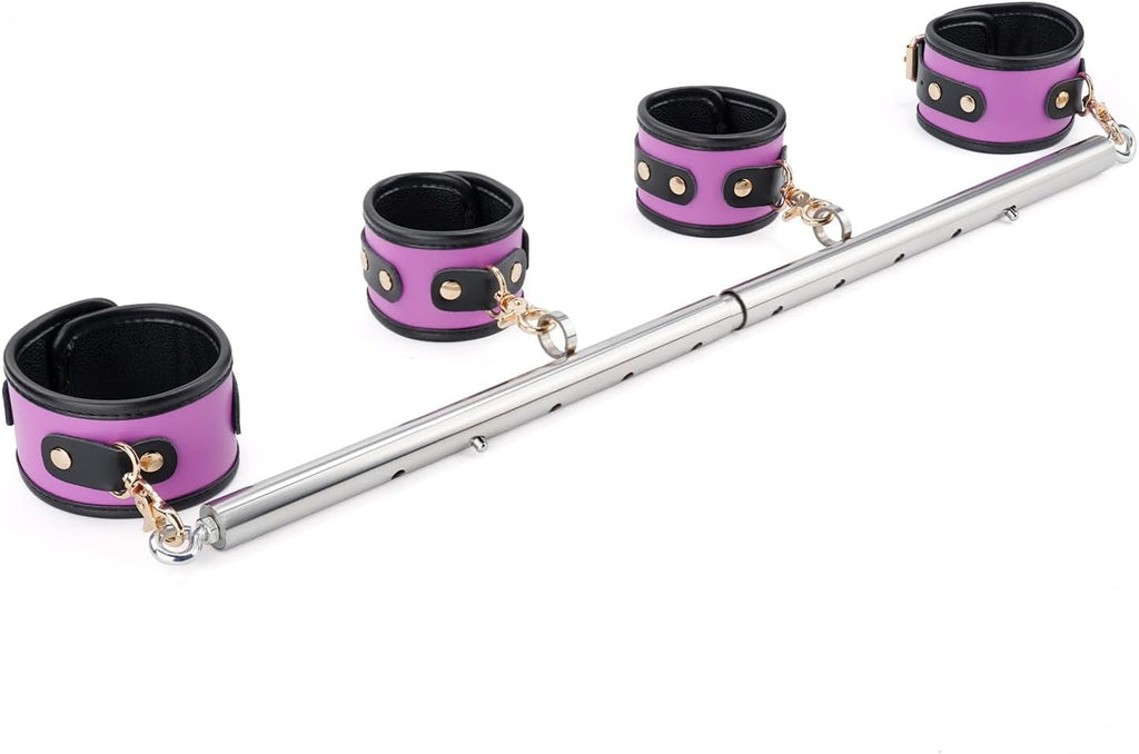 VelvetGrip Purple Adjustable Spreader Bar with Furry Straps