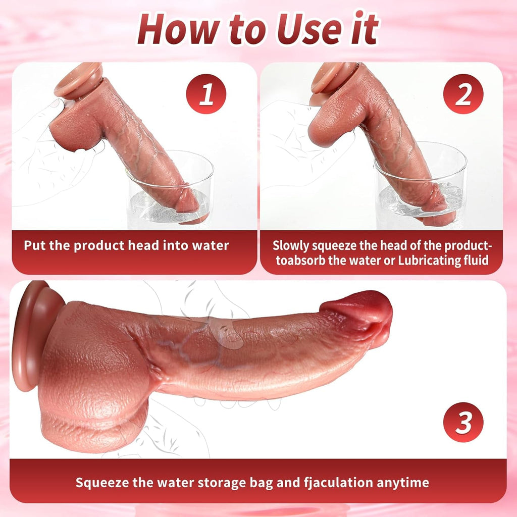 CoreJet 8” Squirting Silicone Dildo Suction Cup G-Spot