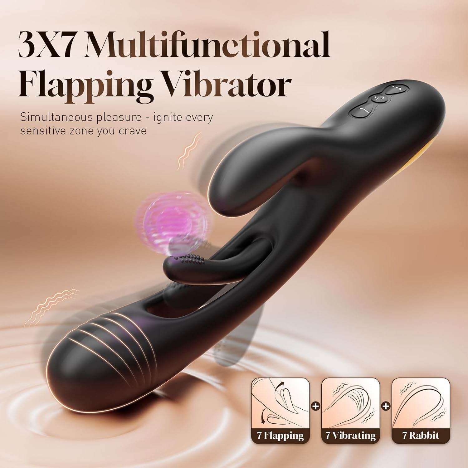 NoirPulse Rabbit Vibrator 14 Modes Flapping Waterproof