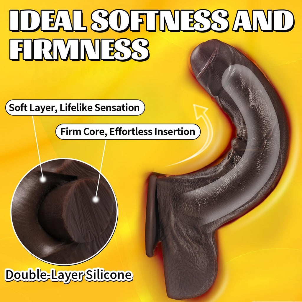 EbonyTitanX 10” Ebony Realistic Dildo Dual Density Suction Cup