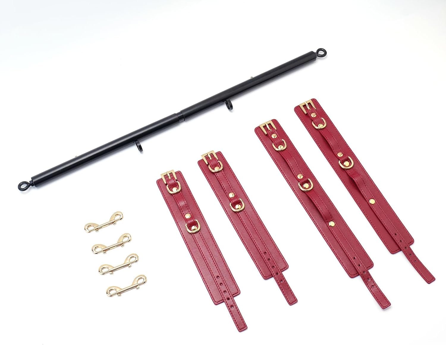 CrimsonVelvet Wine Red Spreader Bar with Furry Cuffs