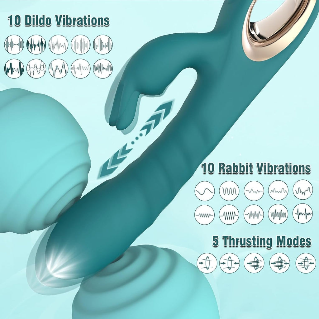 ThrustAura Thrusting Rabbit Vibrator 3 Motor 10 Modes Waterproof