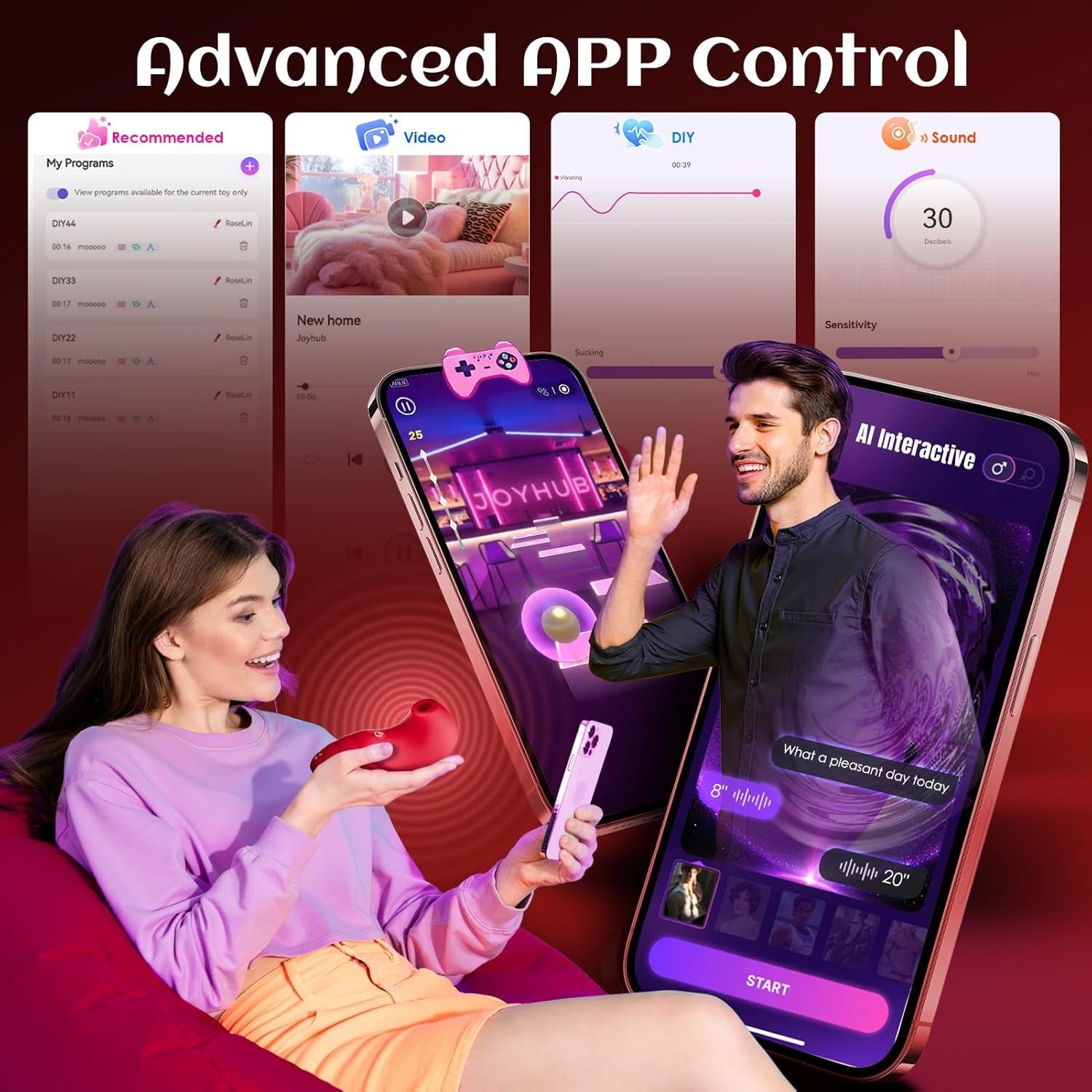 PulseRose AI App Rose Clit Sucker Vibrator 7 Modes
