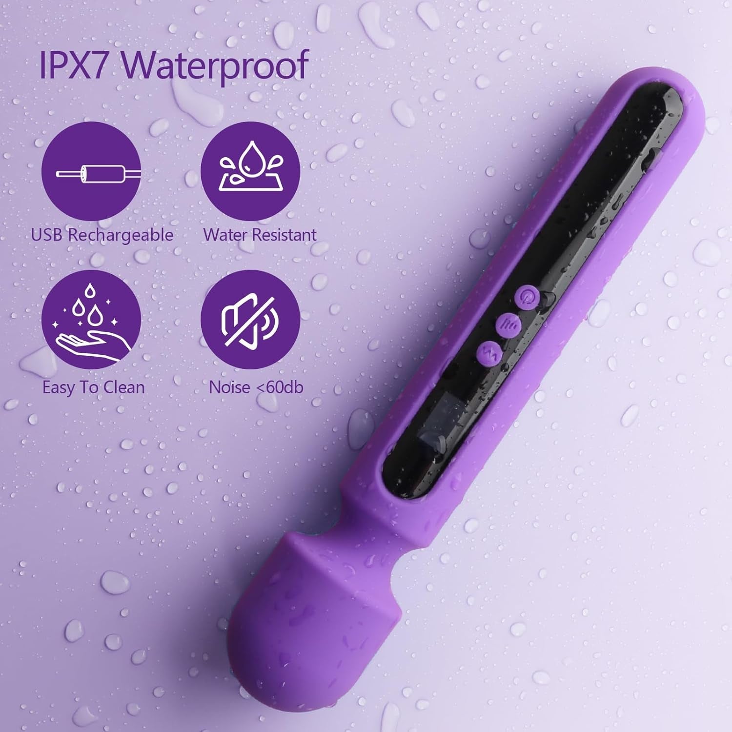 VoltAura 12" Wand Vibrator LCD Display 10 Modes Rechargeable