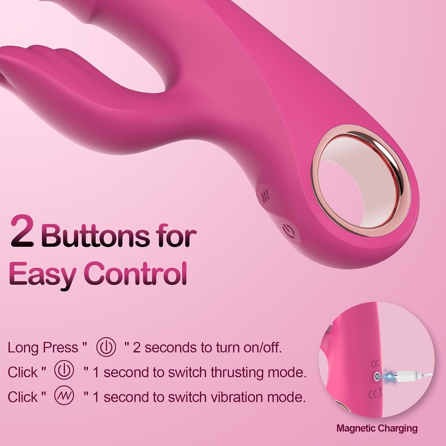 PulseNexa Thrusting Rabbit Vibrator 3 Thrust 10 Modes Silicone