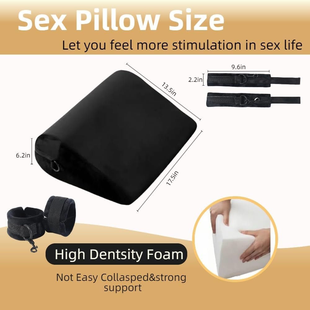 NoirBond Black Foam Positioning Wedge Pillow with Handcuffs