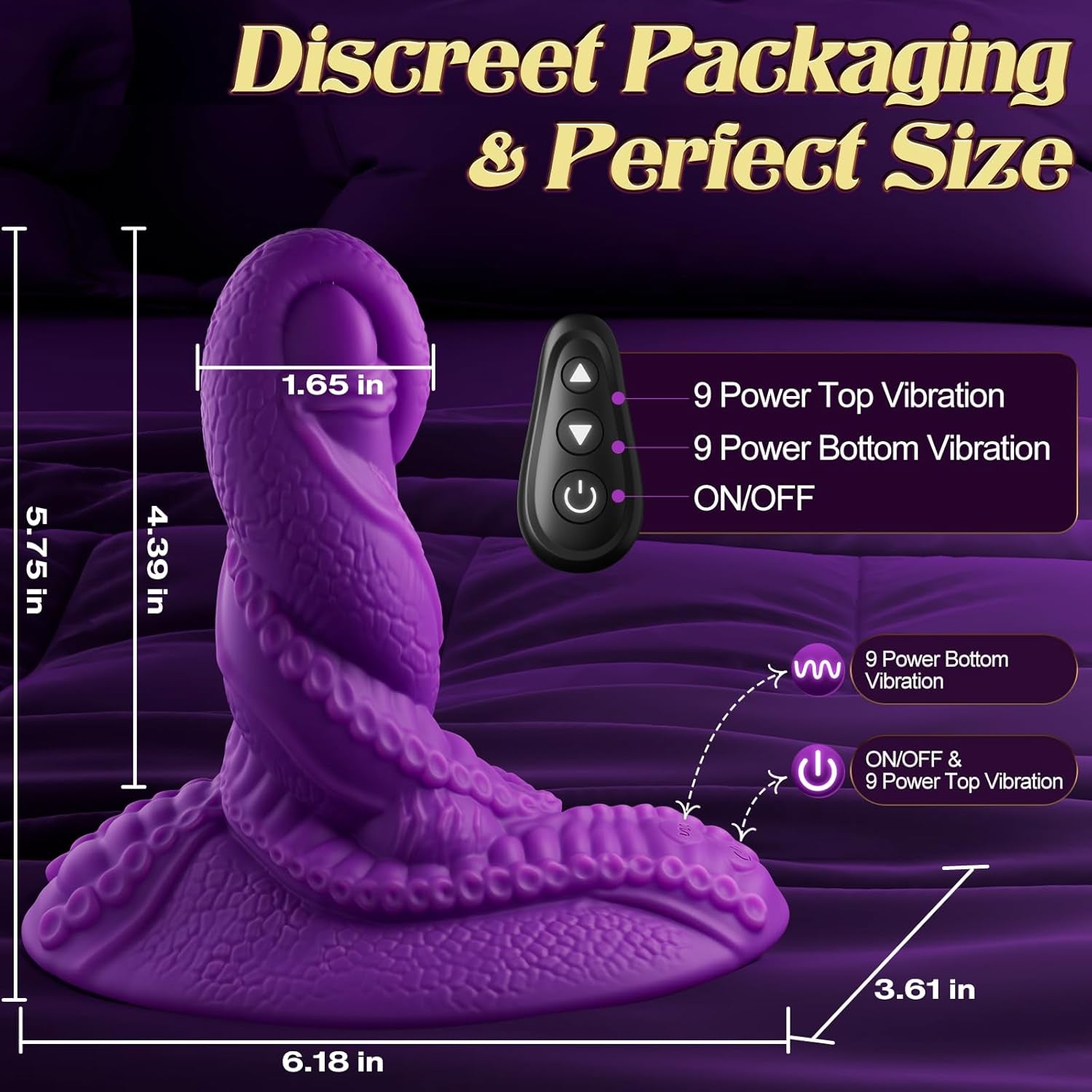 TentaclePulse Tentacle Ride-On Dildo 9x9 Vibration Remote