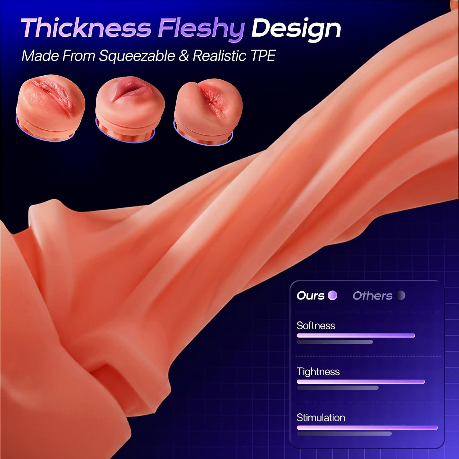 SynapseX AI Pocket Pussy 3 Sleeves Vibrating Stroker