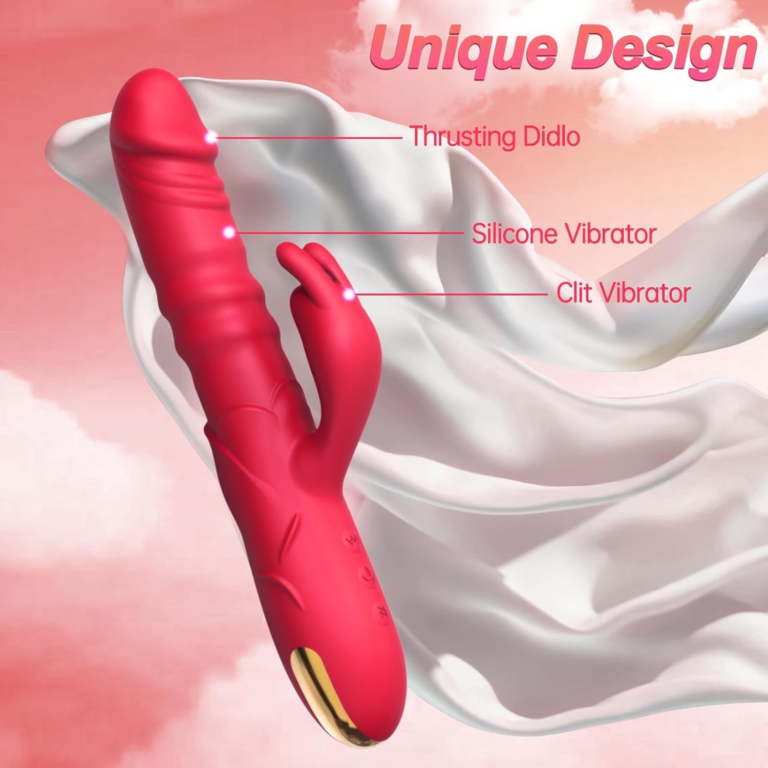 RoseThrust Thrusting Rabbit Vibrator 3 Thrust 10 Modes Silicone