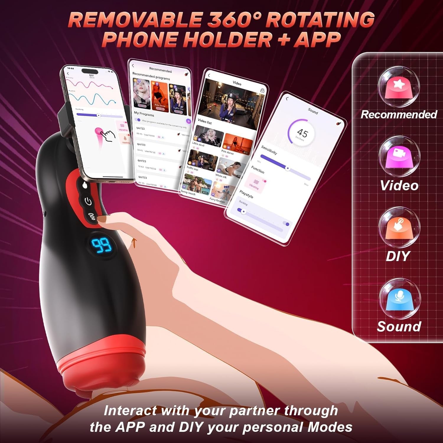 PulseDock APP Heating Male Masturbator with Suction & Vibration