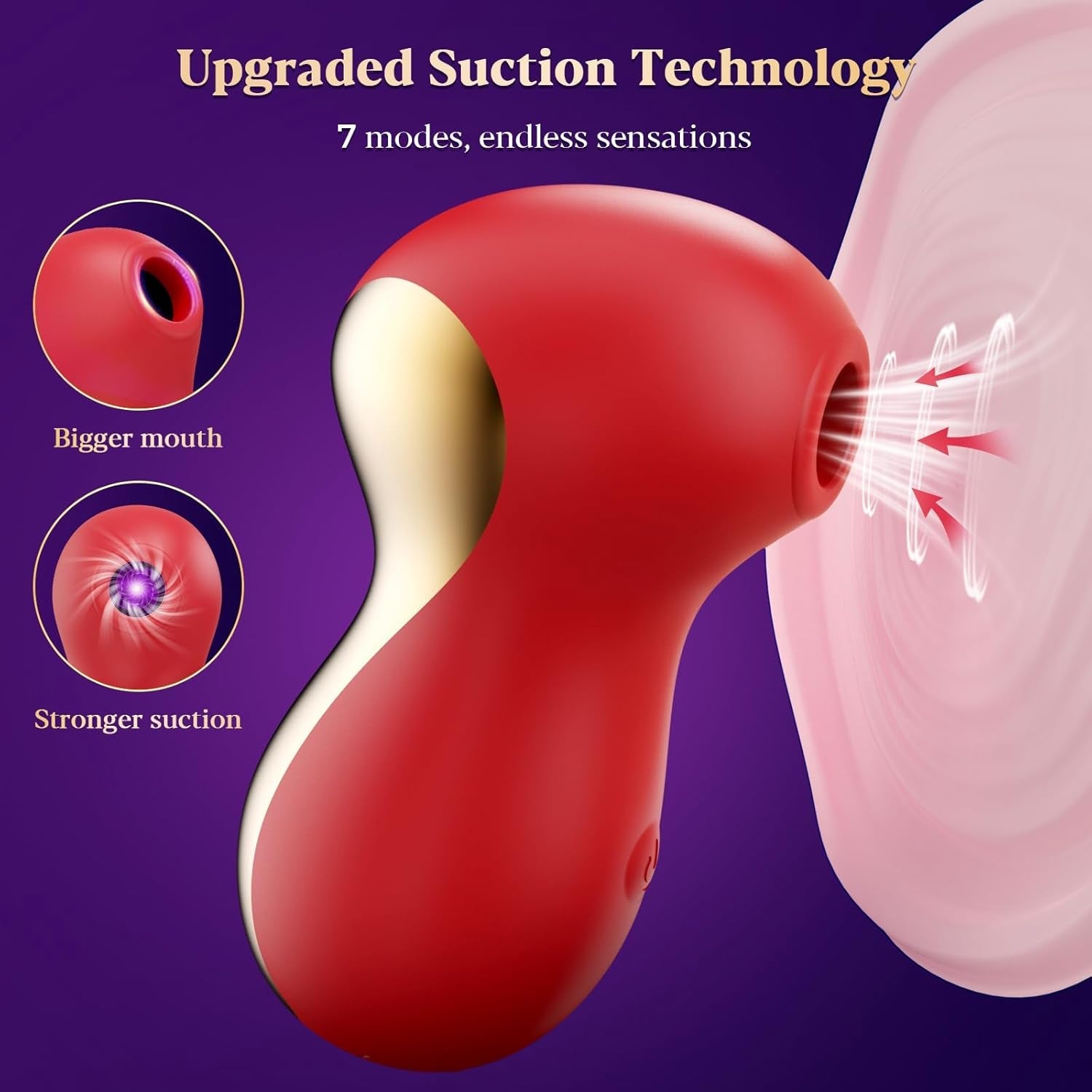 PureSuction Clit Sucker Rose Vibrator 7 Modes Waterproof