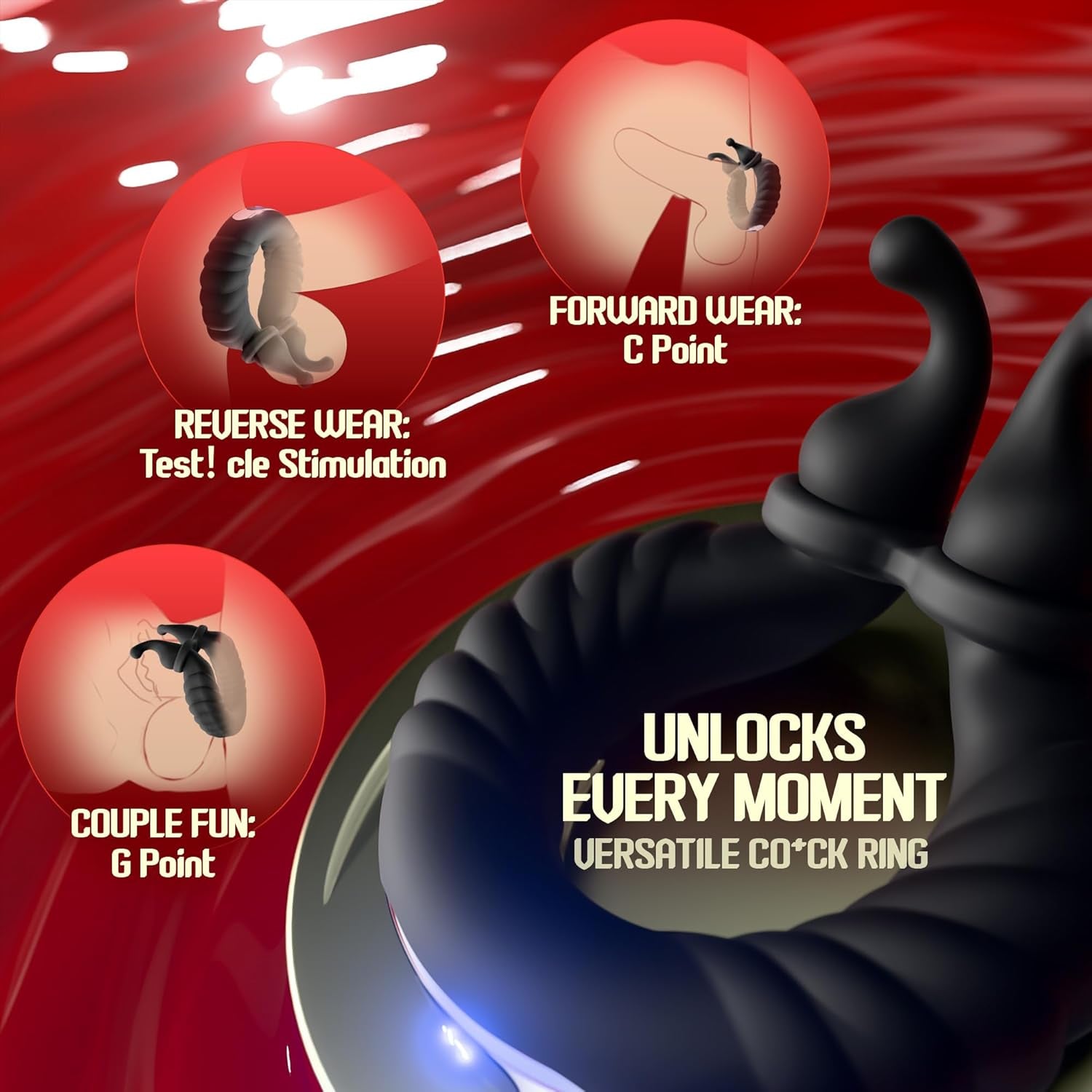 ClaspWave Cock Ring Bunny Clit Stimulator 10 Modes Silicone