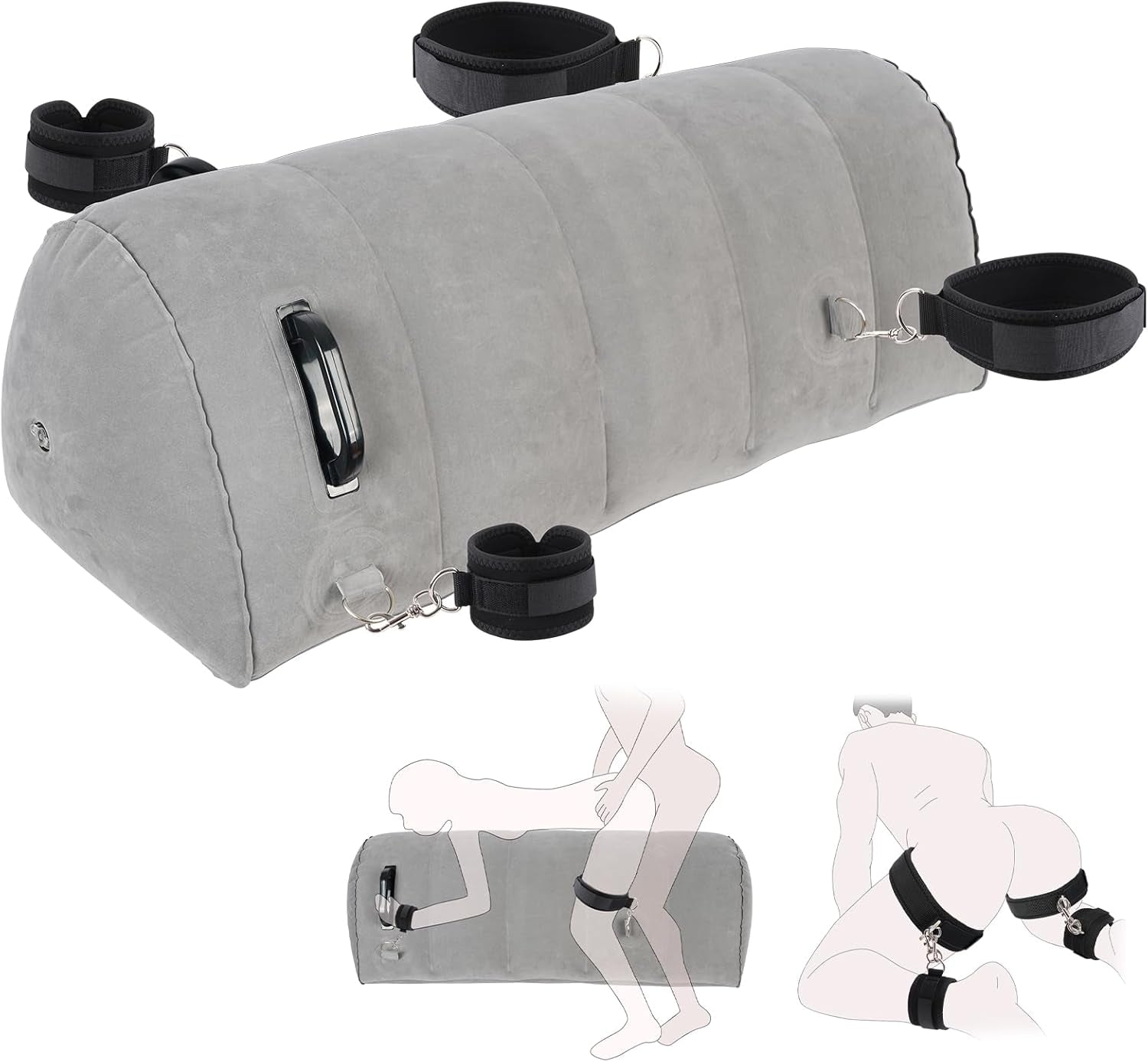 GripBond Inflatable BDSM Long Pillow with 4 Cuffs