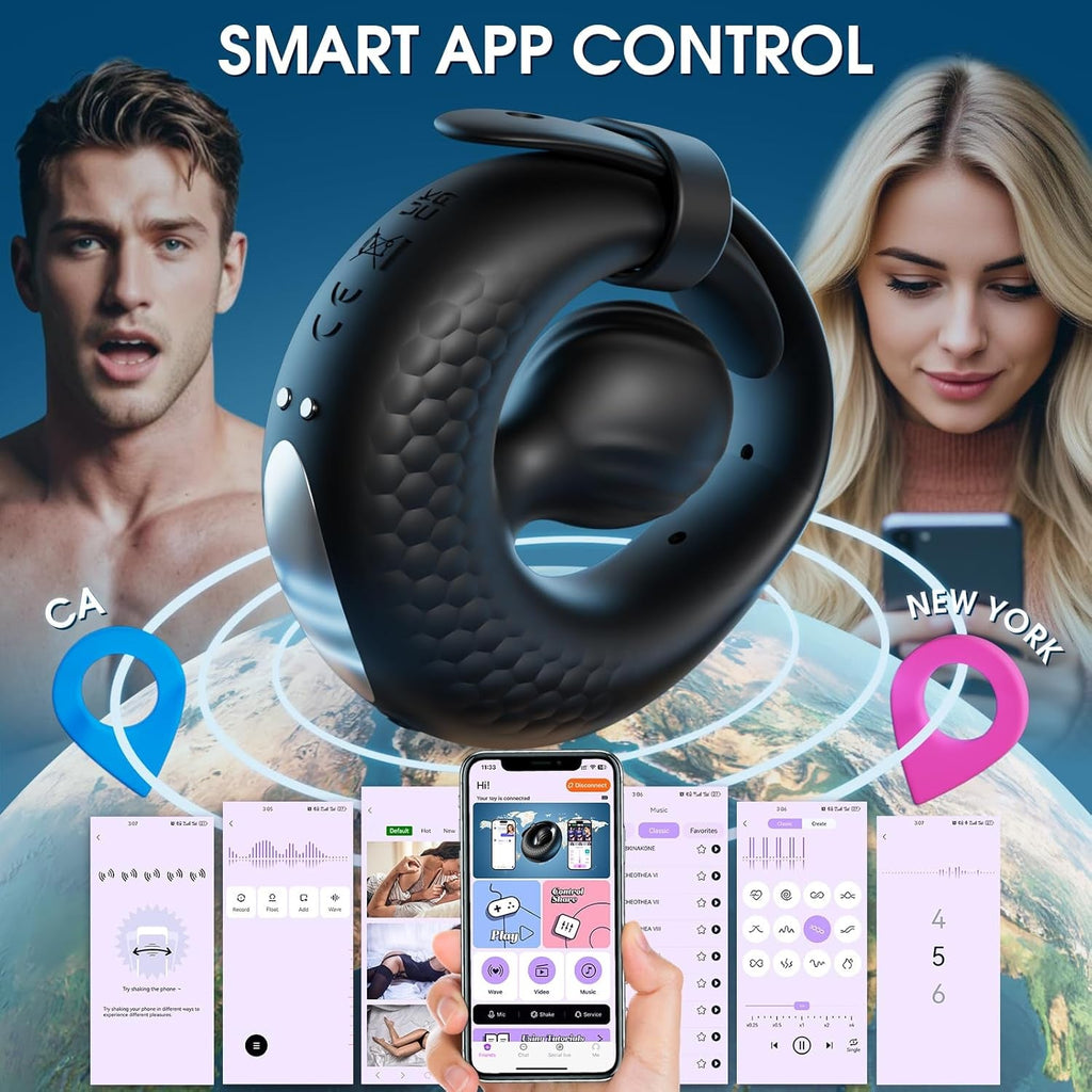 OrbixControl Adjustable Cock Ring Clit Stimulator App 10 Modes