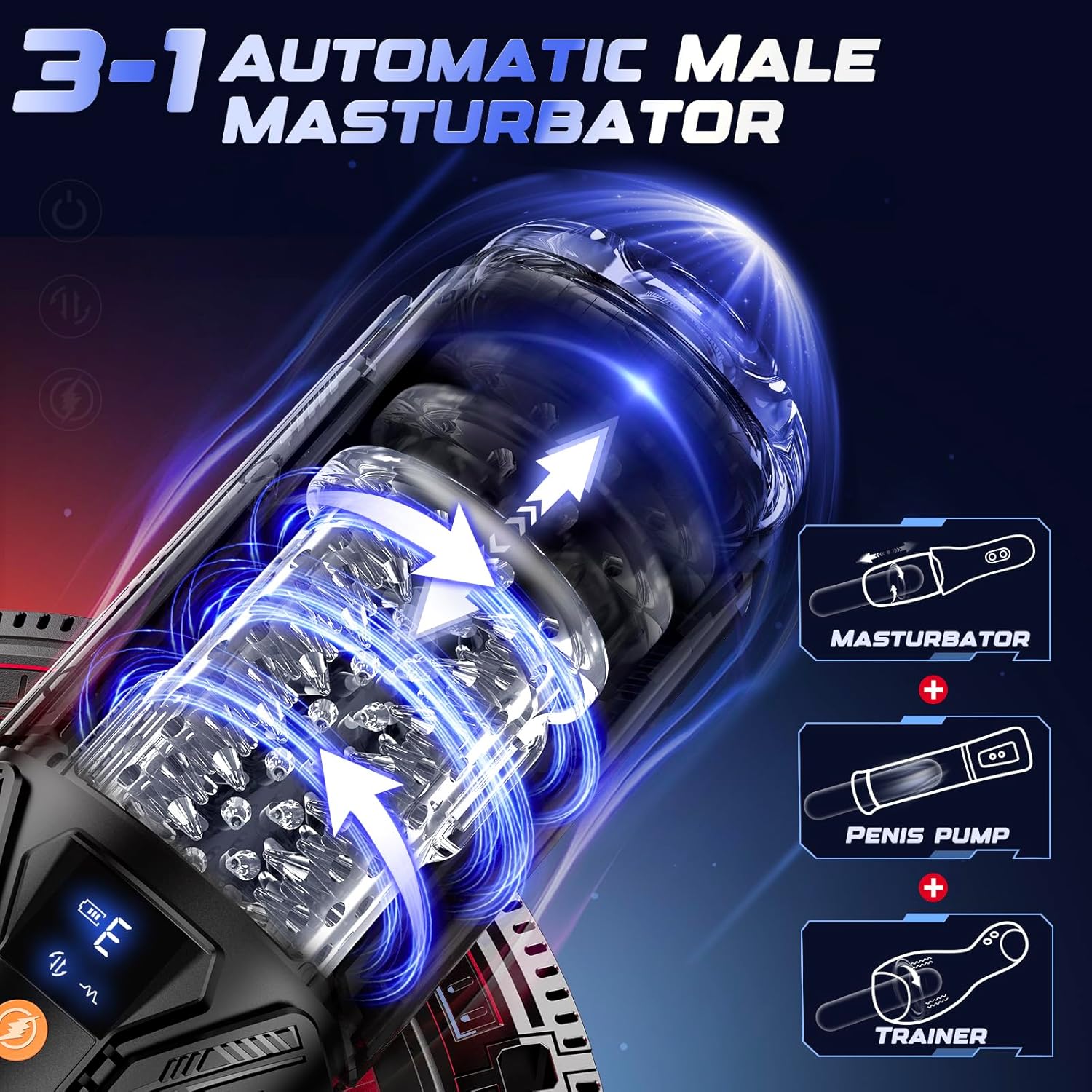 DarkCharm 4-in-1 Thrusting, Rotating & Vibrating Male Masturbator