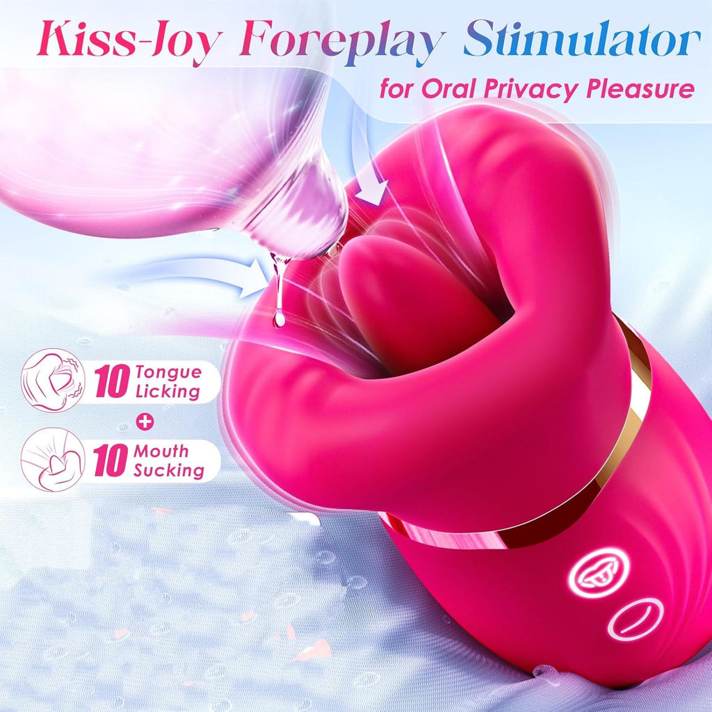 KissWave Rose Tongue Vibrator Flapping Suction 10 Modes