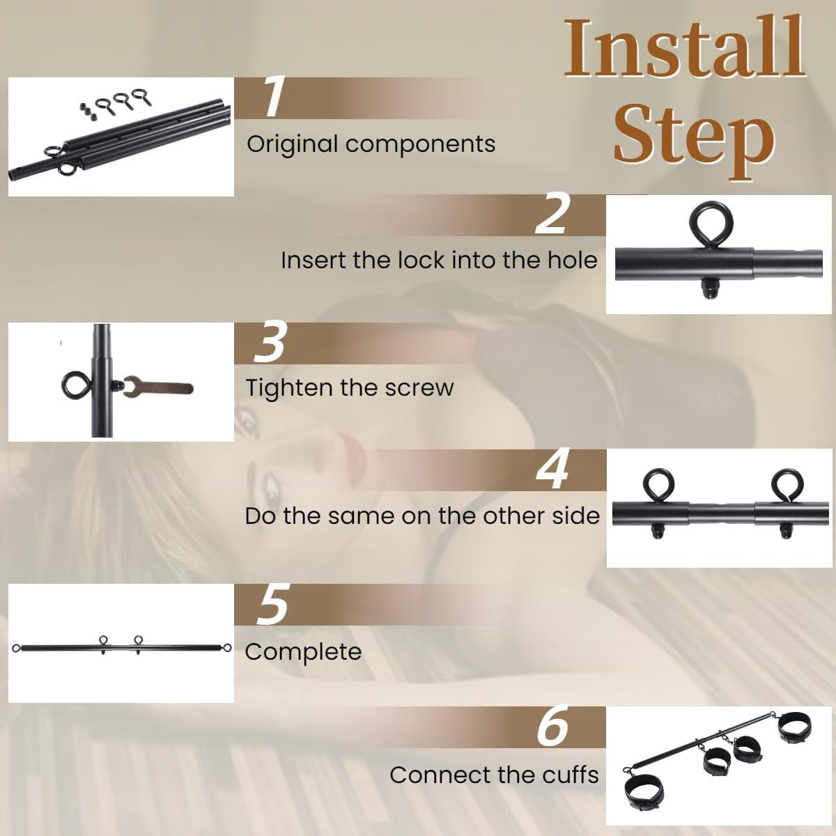 SteelLeather PU Leather Spreader Bar BDSM Kit
