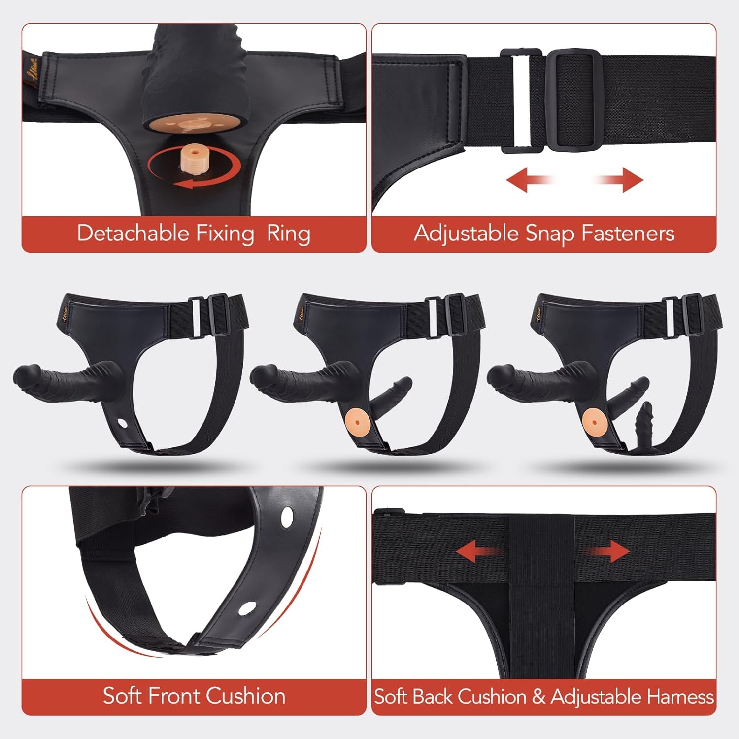 TriNova Triple Strap-On Harness with 3 Dildos