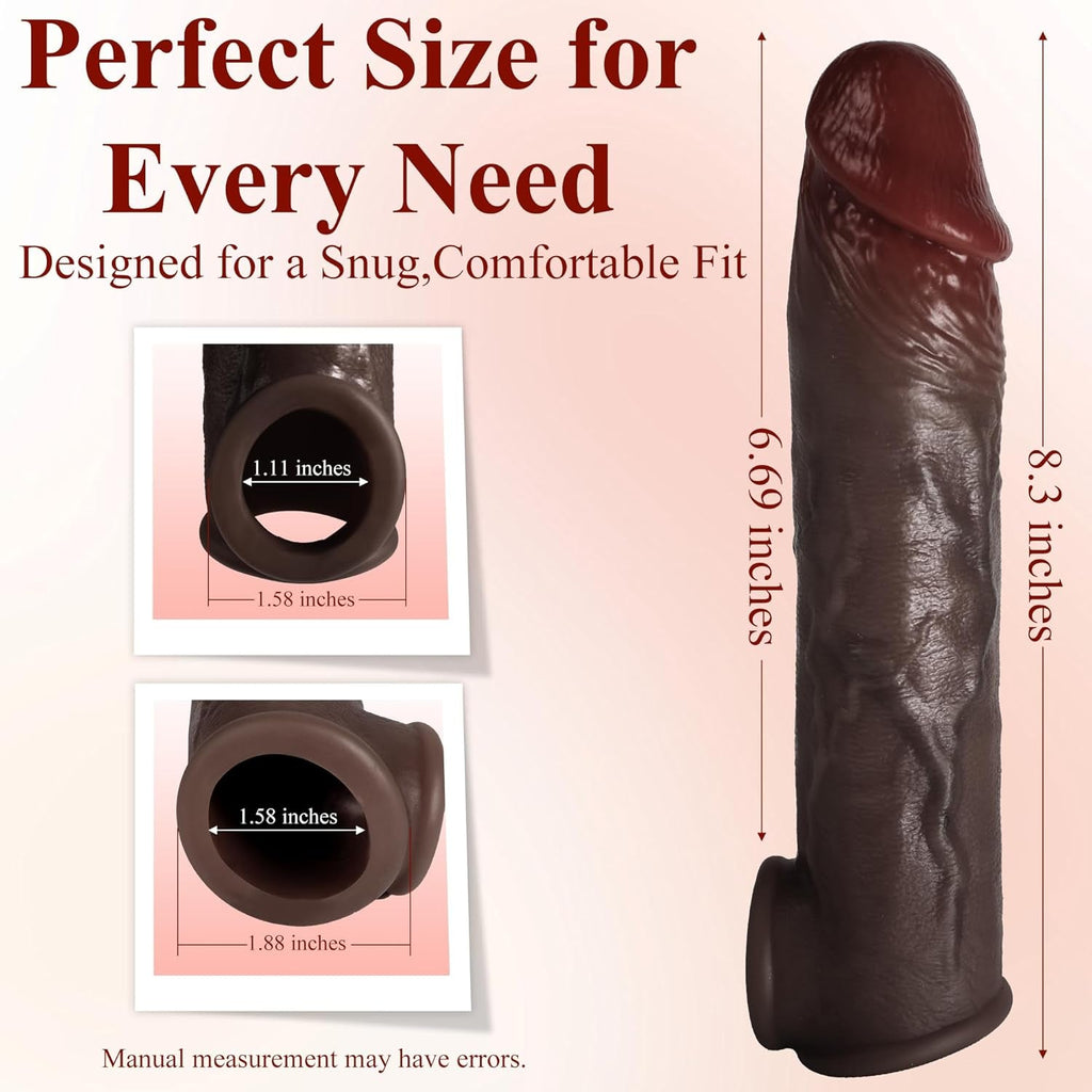 RealSkin Realistic Penis Sleeve 8.3” Silicone Extender Ring